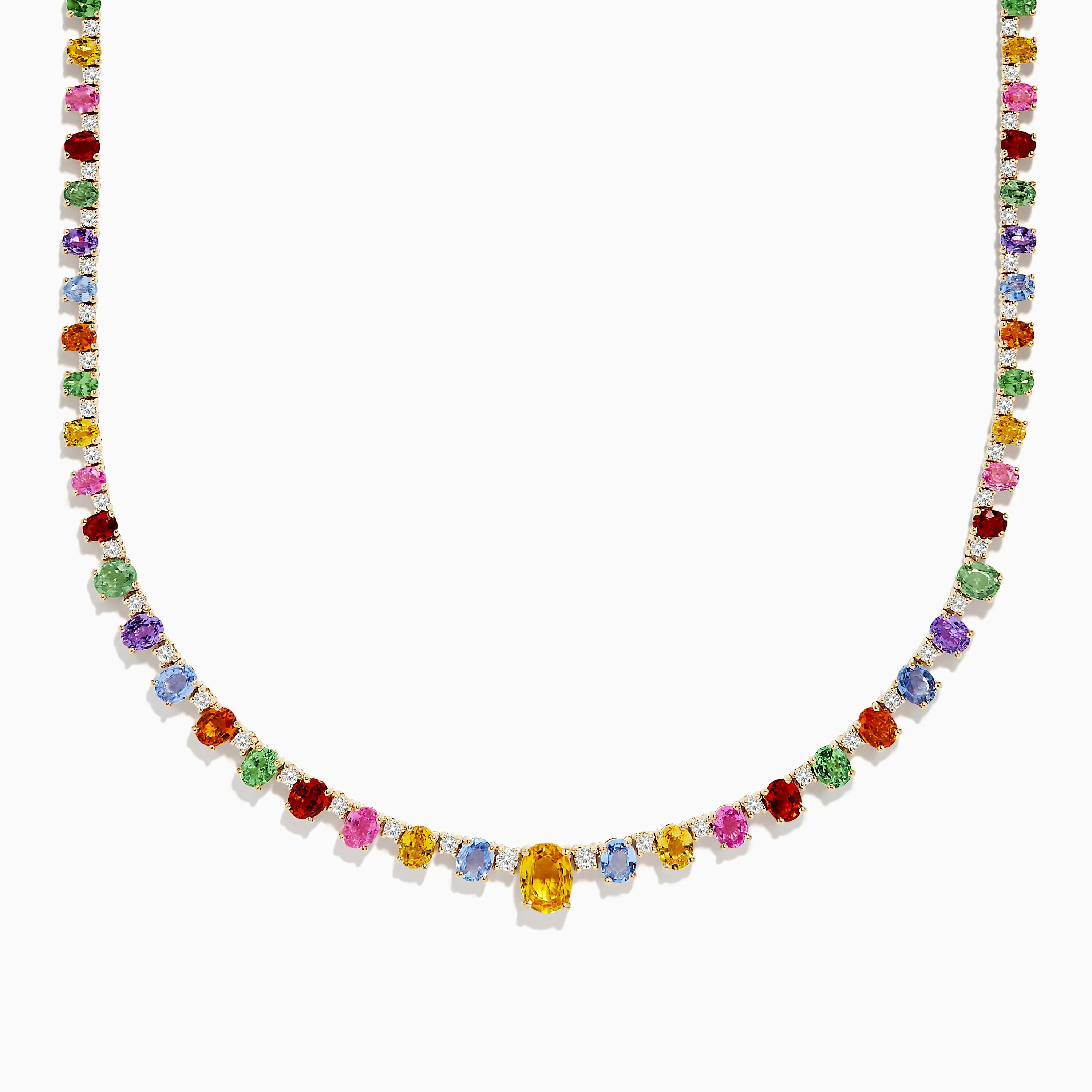 Watercolors 14K Gold Multi Sapphire and Diamond Necklace sold by Effy