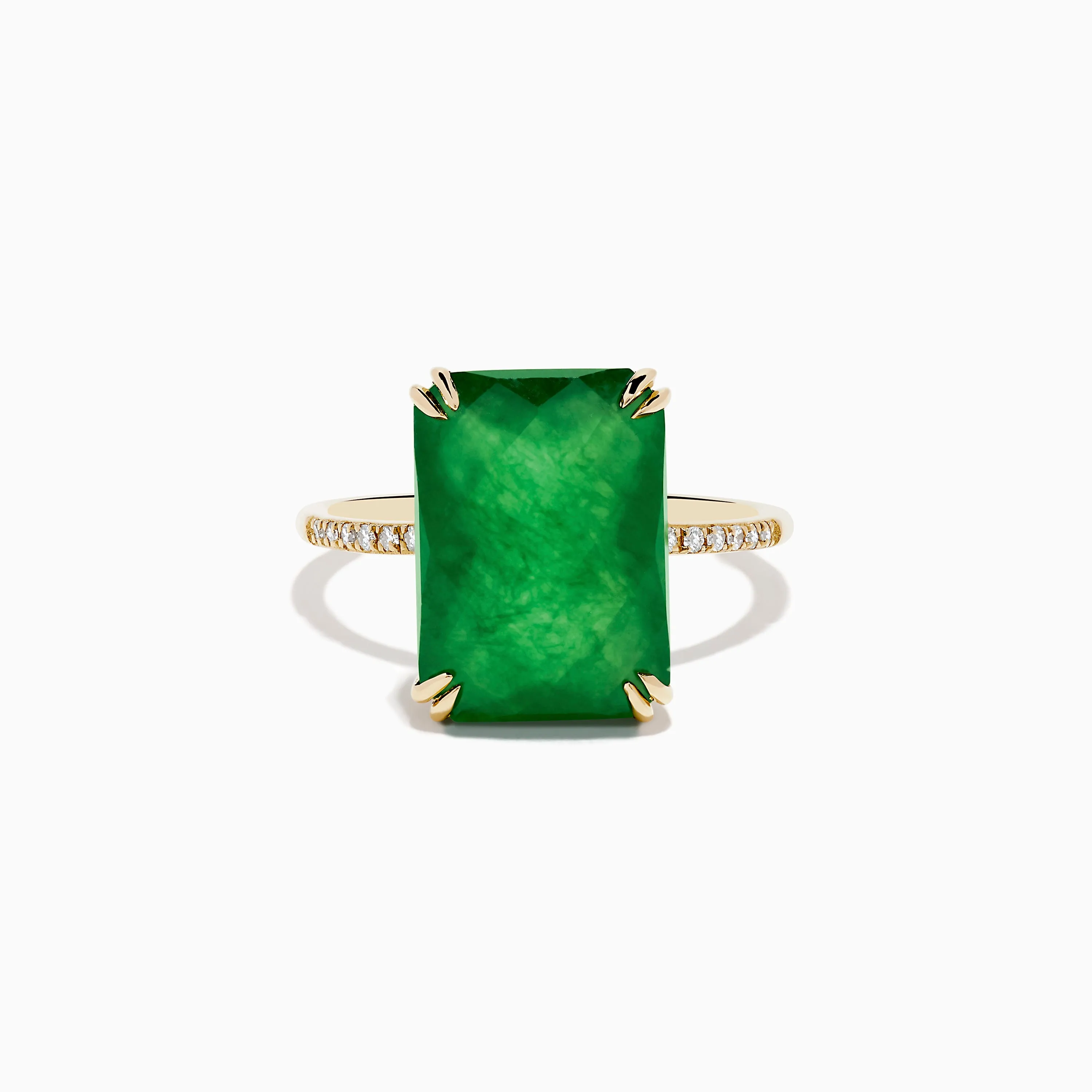 14K Yellow Gold Green Jade and Diamond Ring sold by Effy