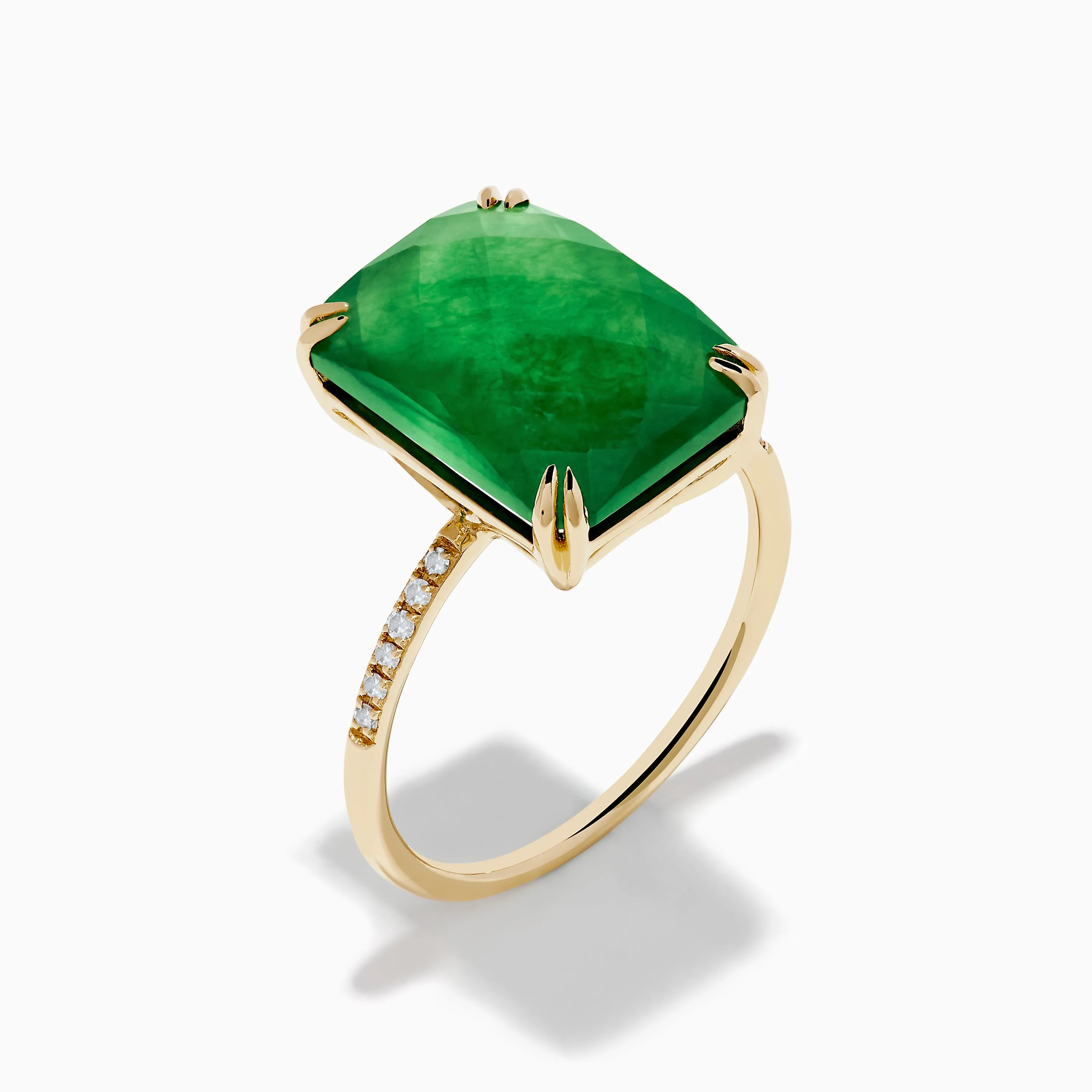 14K Yellow Gold Green Jade and Diamond Ring sold by Effy product image thumbnail 4