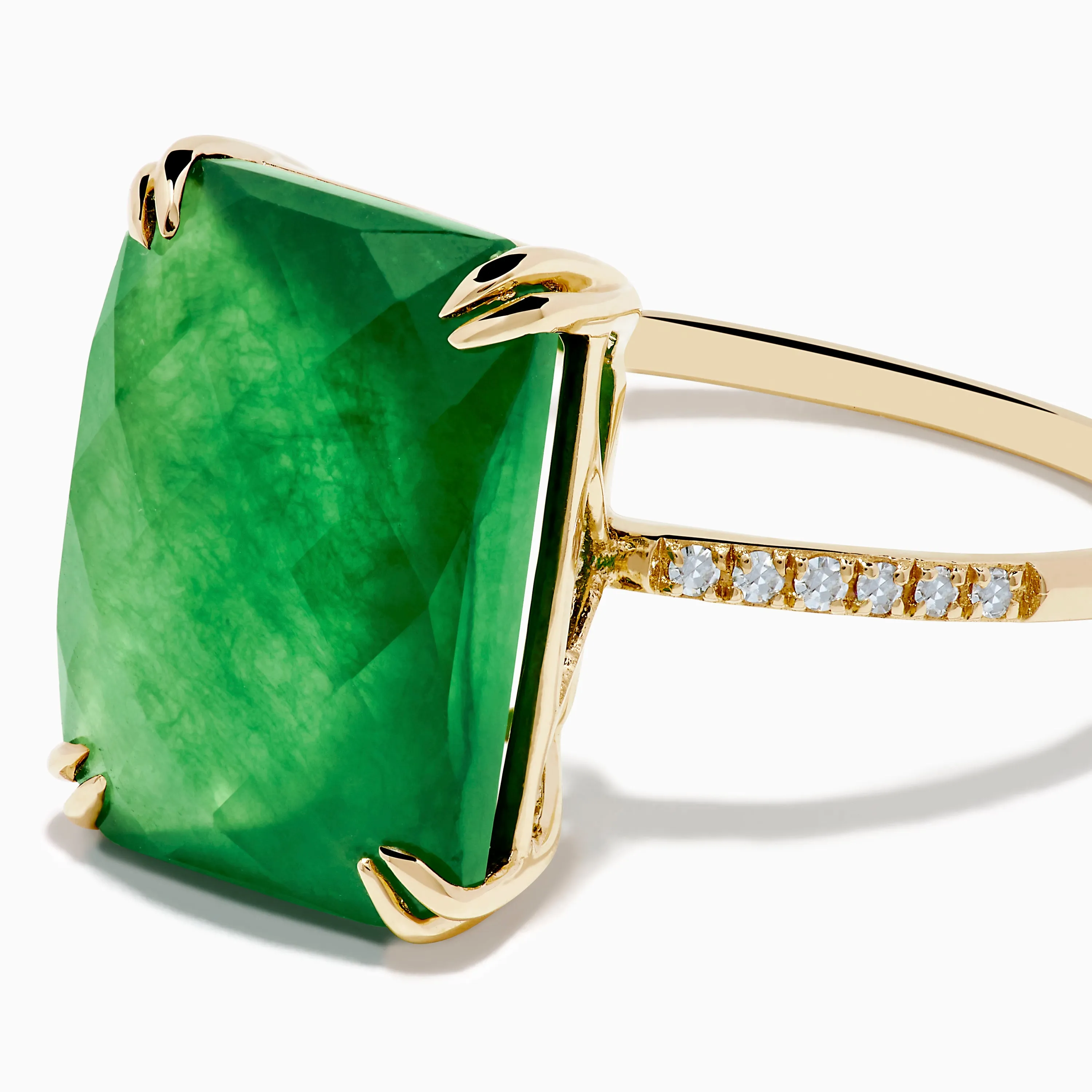 14K Yellow Gold Green Jade and Diamond Ring sold by Effy product image thumbnail 2
