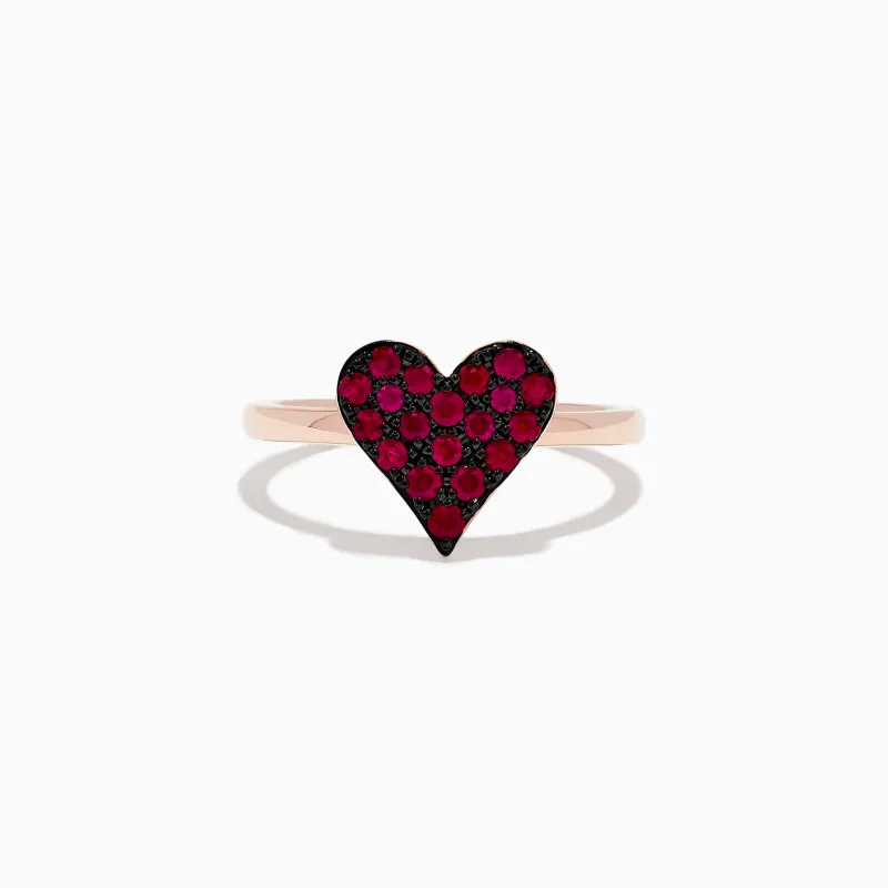 14K Rose Gold Ruby Heart Ring sold by Effy