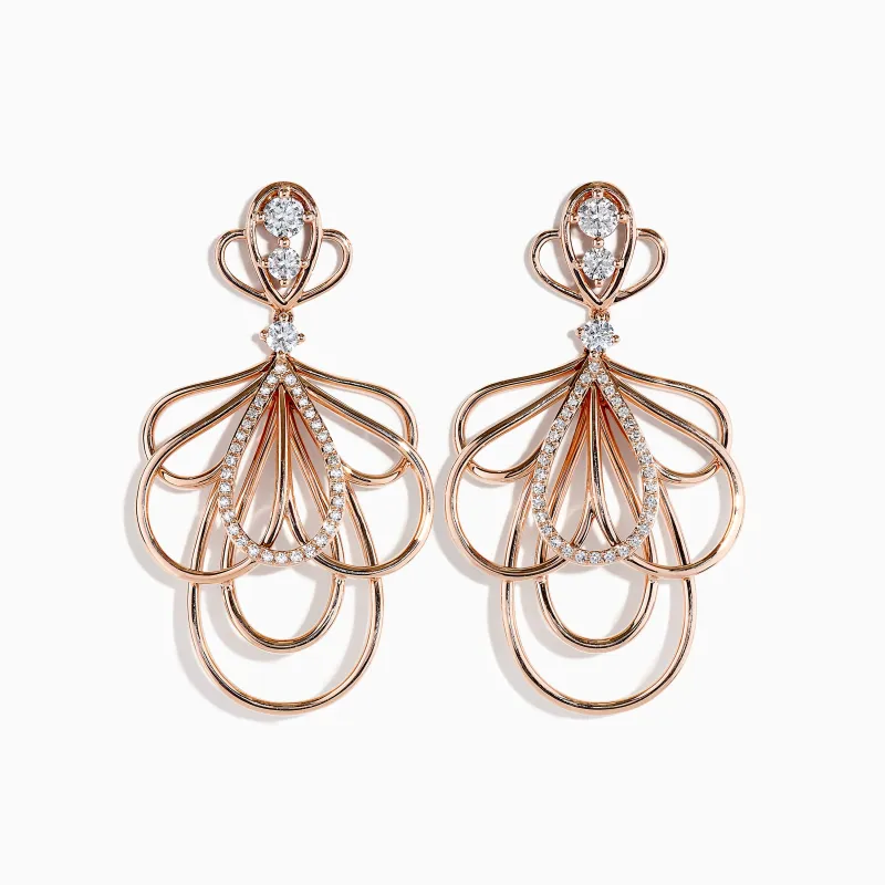 Pave Rose 14K Gold Diamond Fashion Statement Earrings sold by Effy