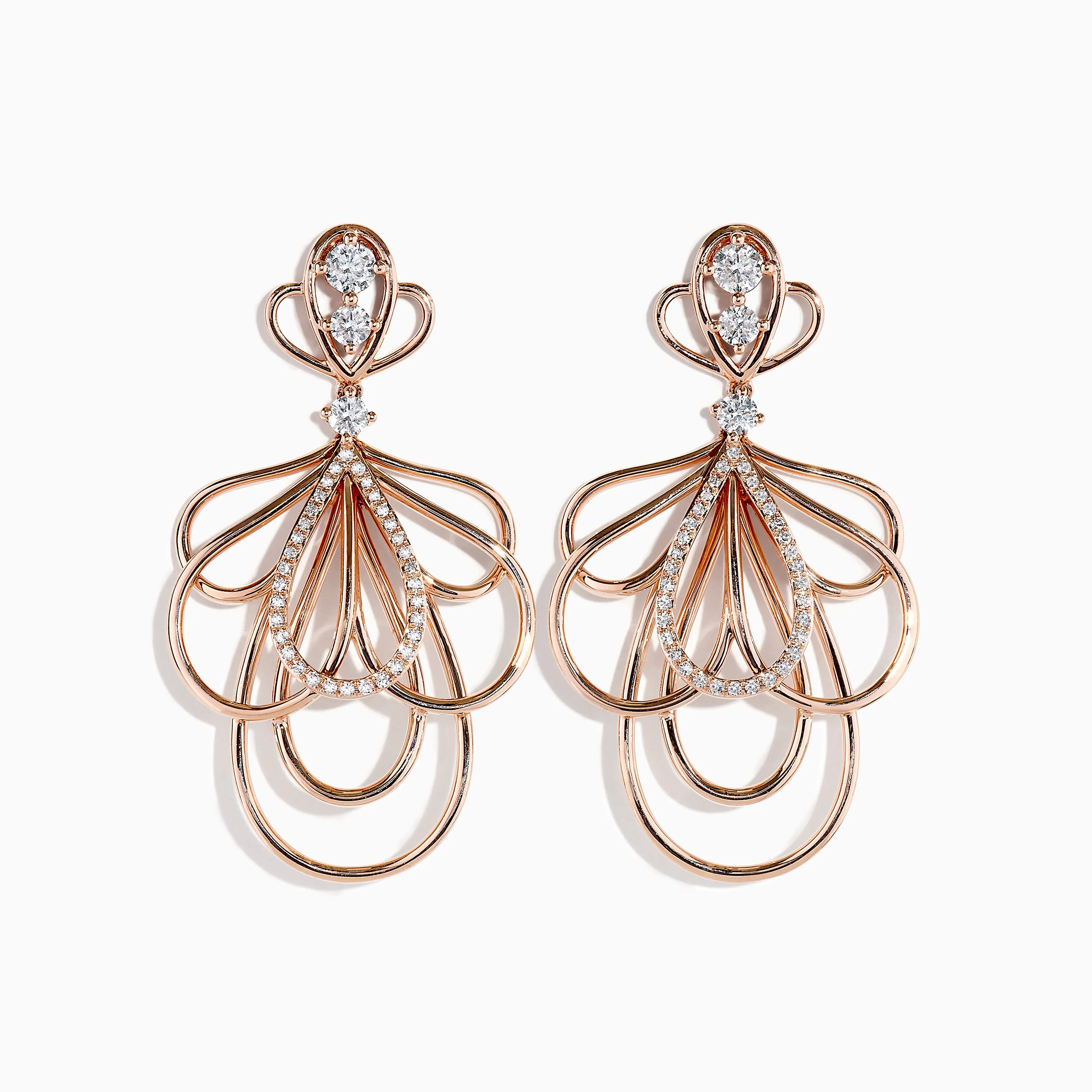 Pave Rose 14K Gold Diamond Fashion Statement Earrings sold by Effy