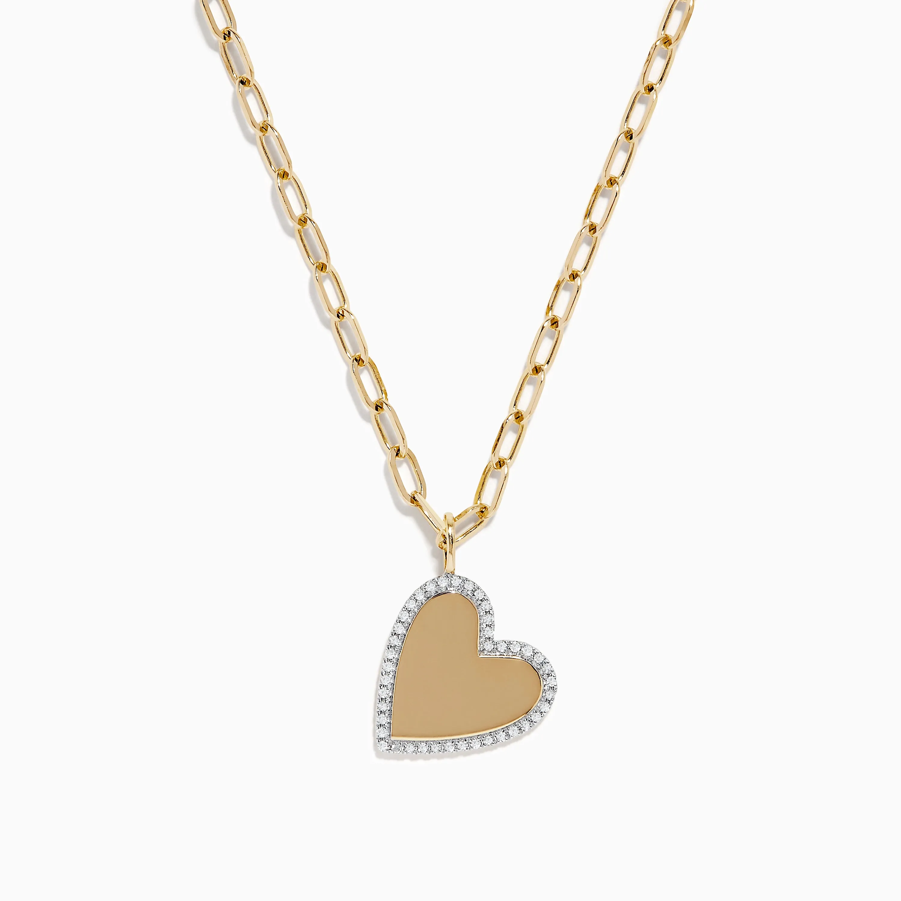 Novelty 14K Yellow Gold Diamond Heart Pendant sold by Effy