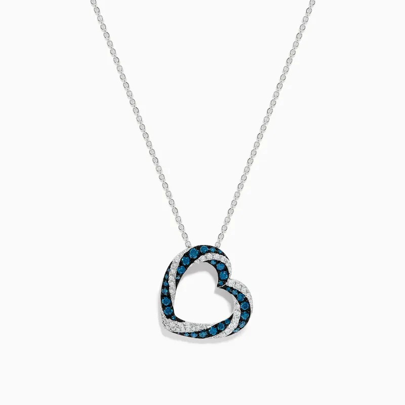 Bella Bleu 14K White Gold Blue and White Diamond Heart Pendant sold by Effy