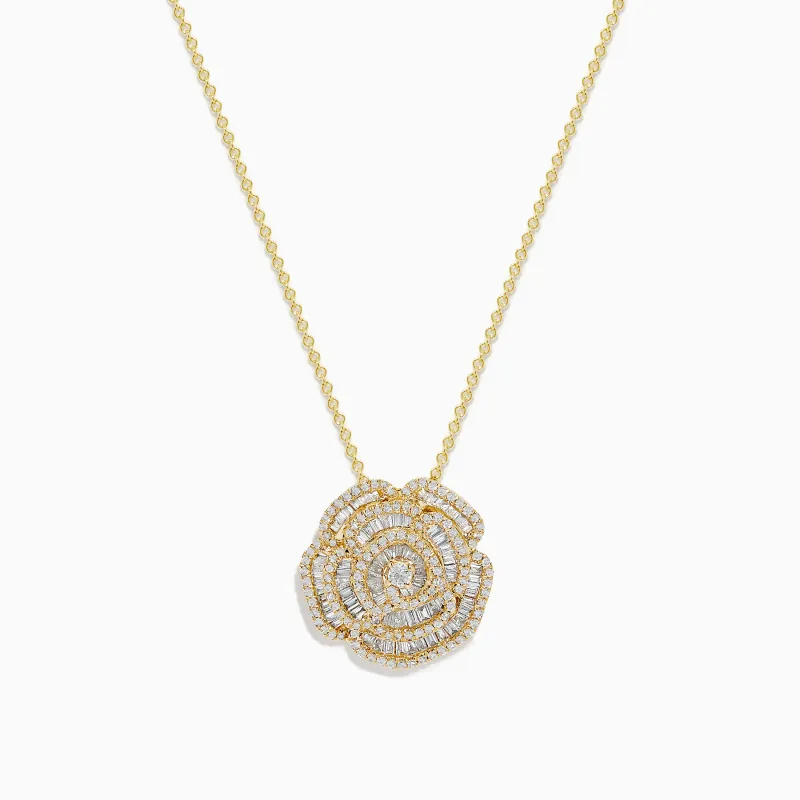 D'oro 14K Yellow Gold Diamond Flower Pendant 1.03 TCW sold by Effy