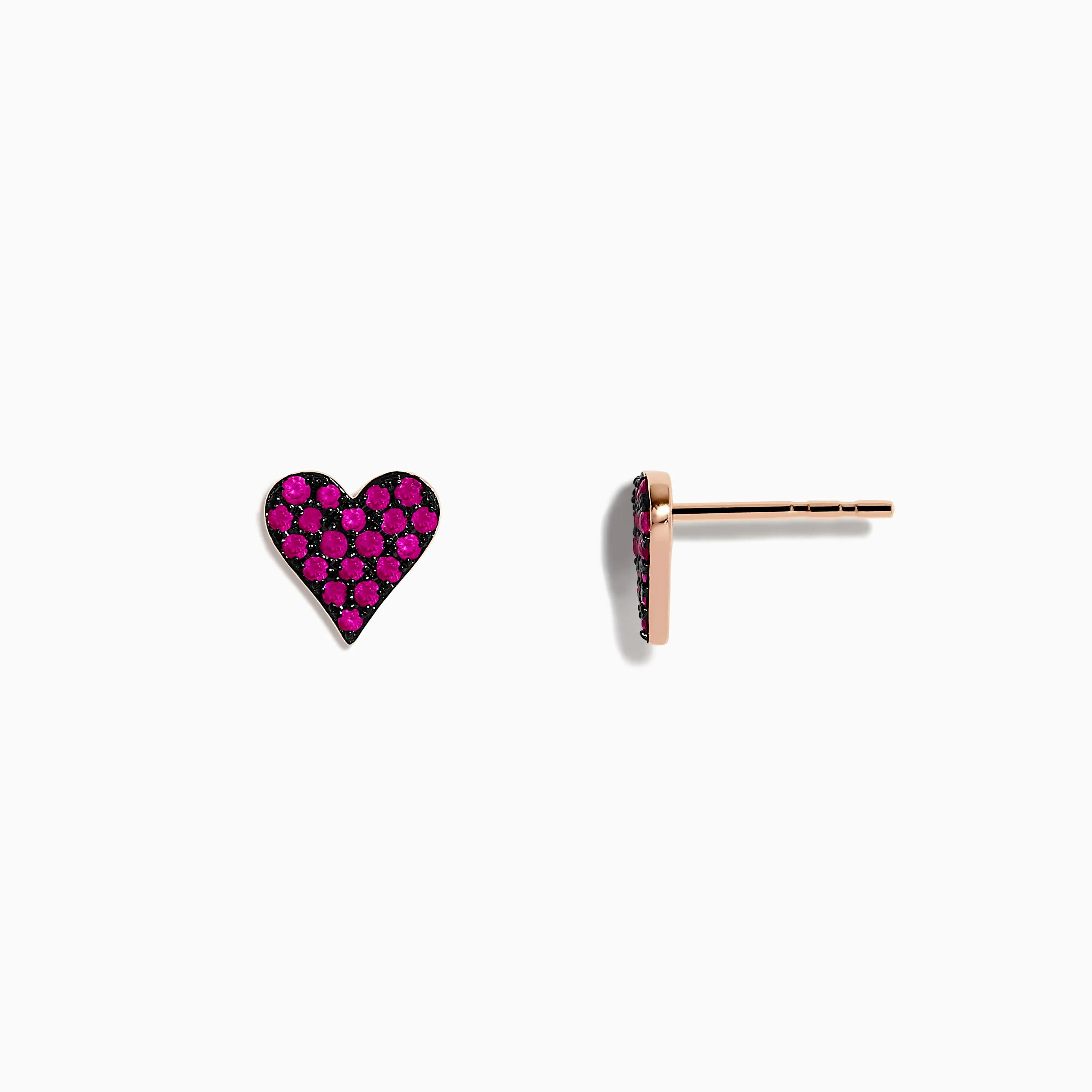 14K Rose Gold Ruby Pave Heart Stud Earrings sold by Effy product image thumbnail 2