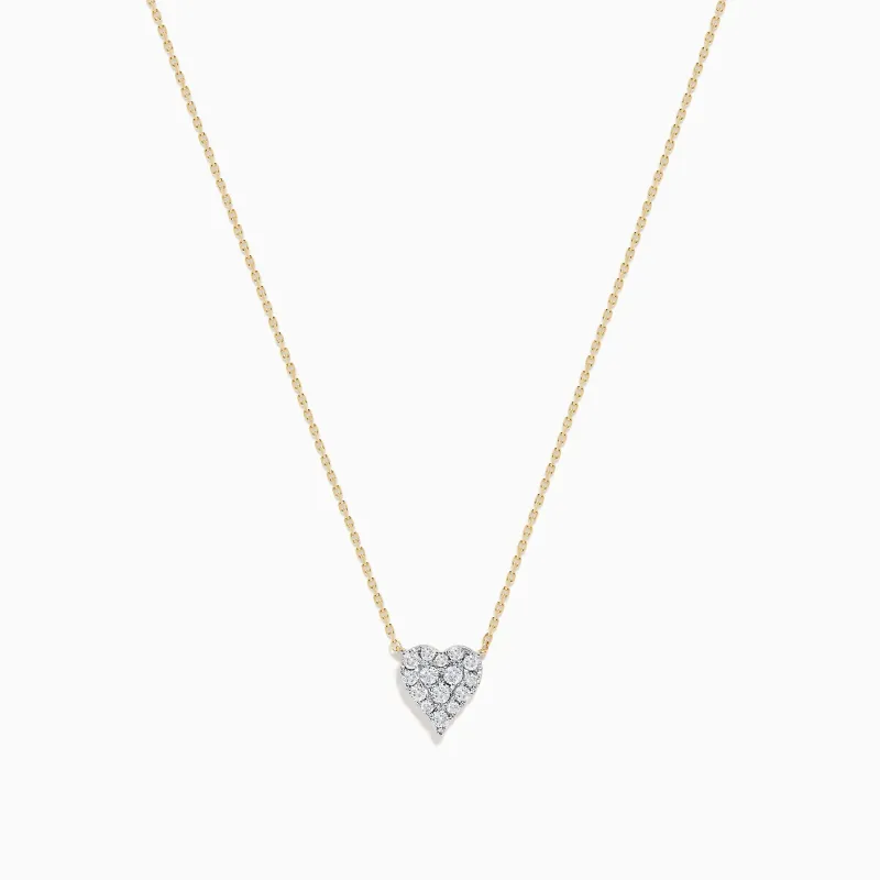 14K Yellow Gold Diamond Heart Necklace sold by Effy