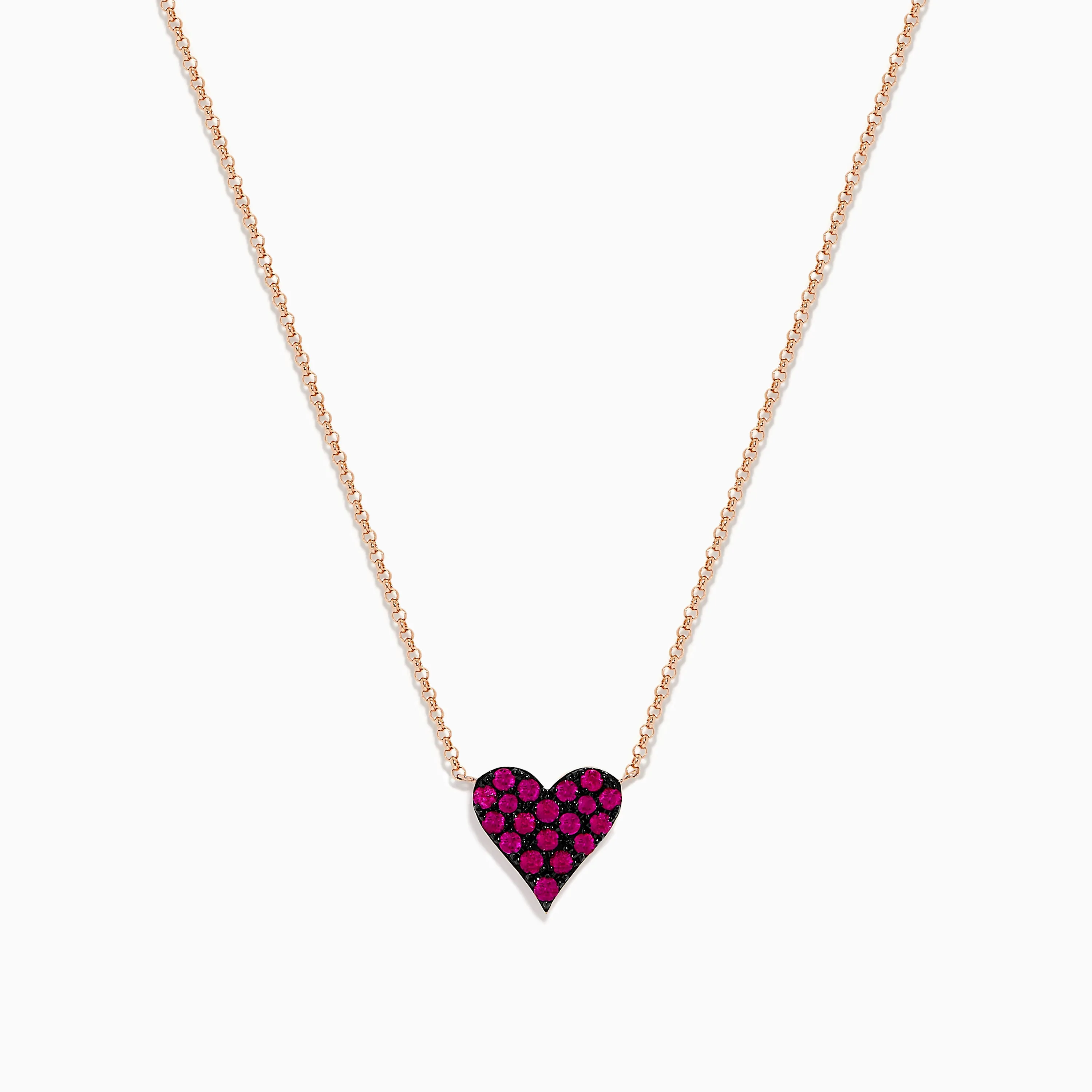 14K Rose Gold Ruby Pave Heart Necklace sold by Effy