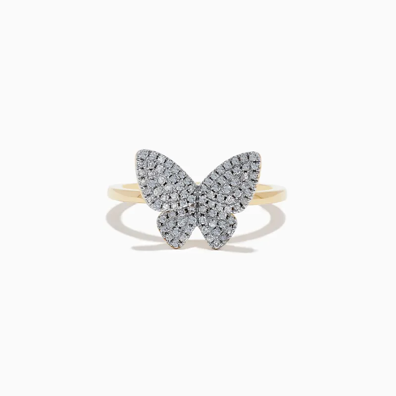 Nature 14K Yellow Gold Diamond Butterfly Ring sold by Effy