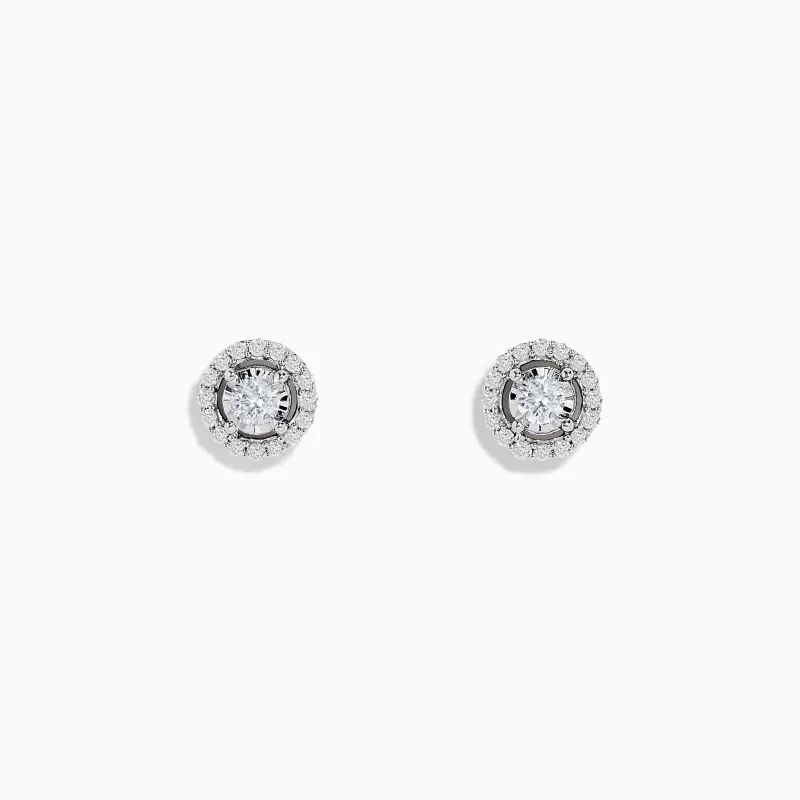 Pave Classica 14K White Gold Diamond Halo Stud Earrings 0.48 TCW sold by Effy