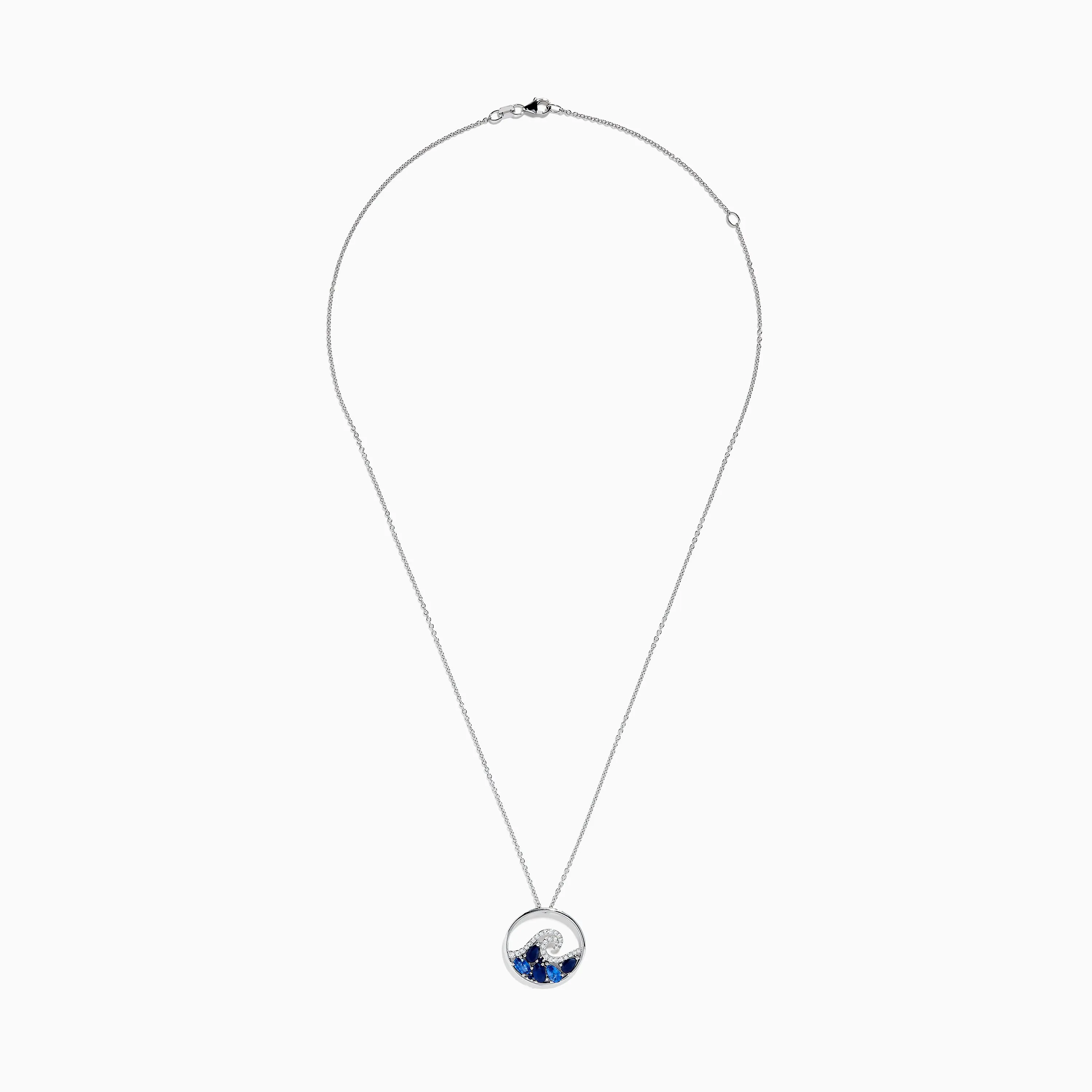 Seaside 14K White Gold Blue Sapphire and Diamond Wave Pendant sold by Effy product image thumbnail 2