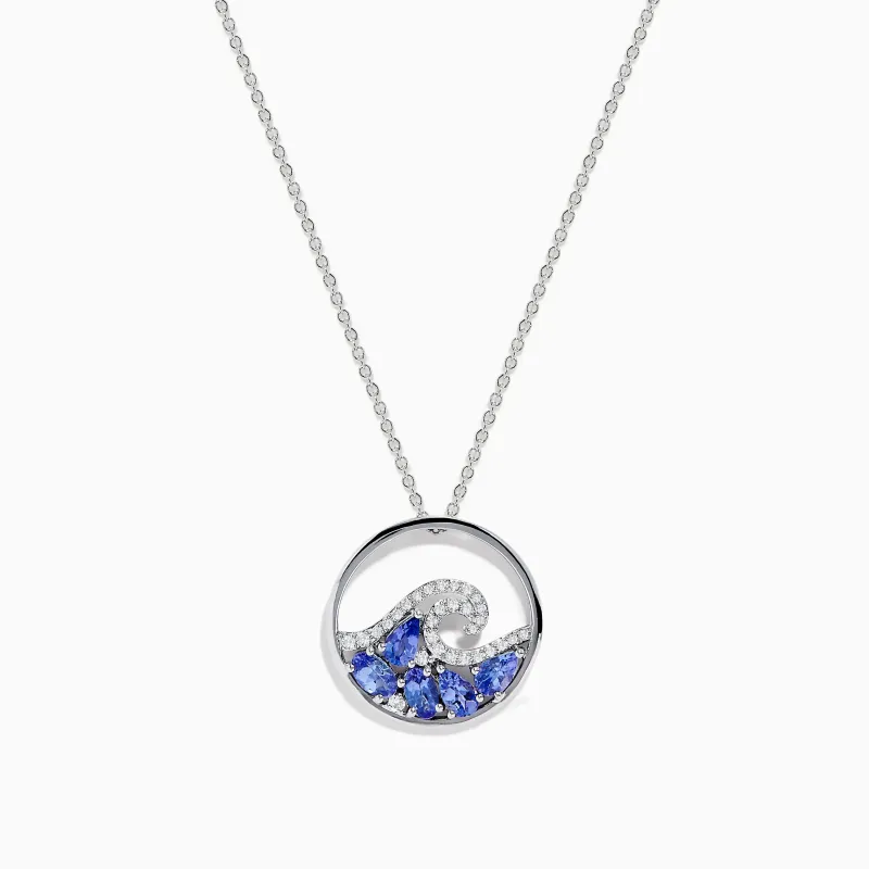 925 Sterling Silver Tanzanite and Diamond Wave Pendant sold by Effy