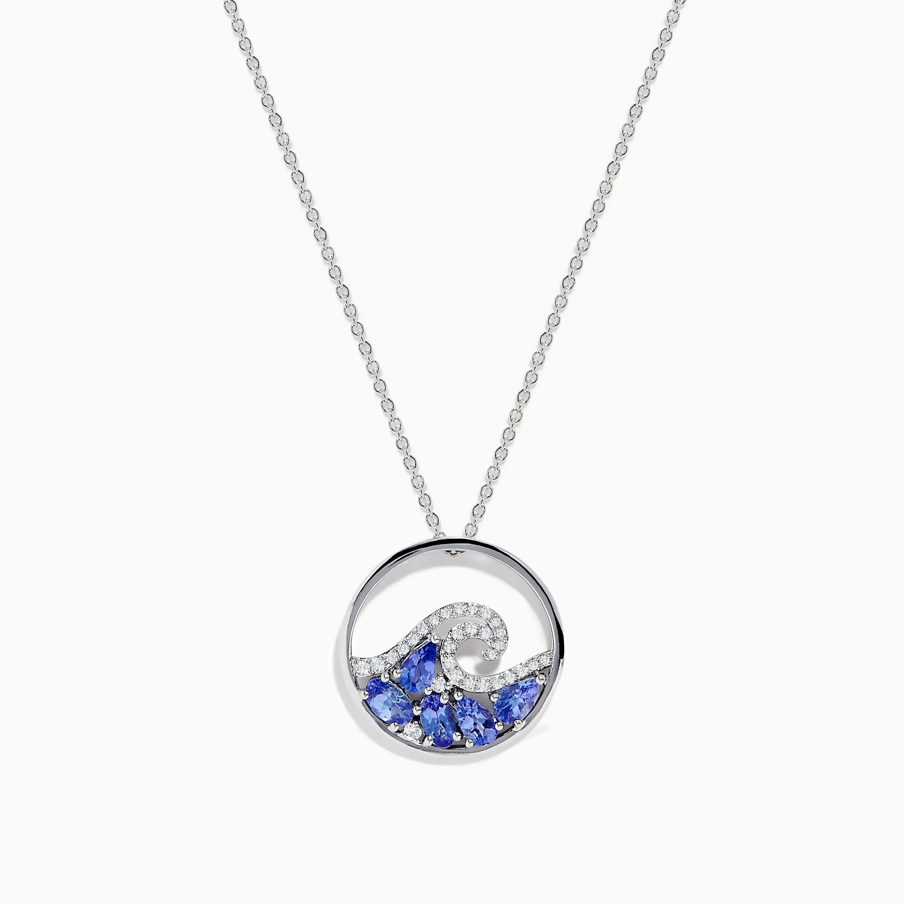 925 Sterling Silver Tanzanite and Diamond Wave Pendant sold by Effy