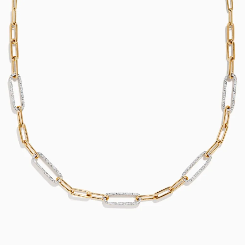 D'oro 14K Yellow Gold Diamond Paperclip Necklace sold by Effy