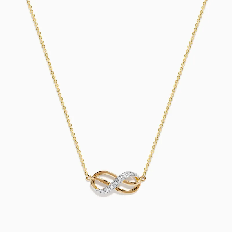 Novelty 14K Yellow Gold Diamond Infinity Necklace sold by Effy