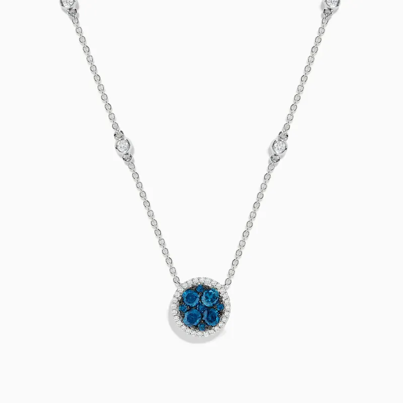 Bella Bleu 14K White Gold White and Blue Diamond Stationary Necklace sold by Effy