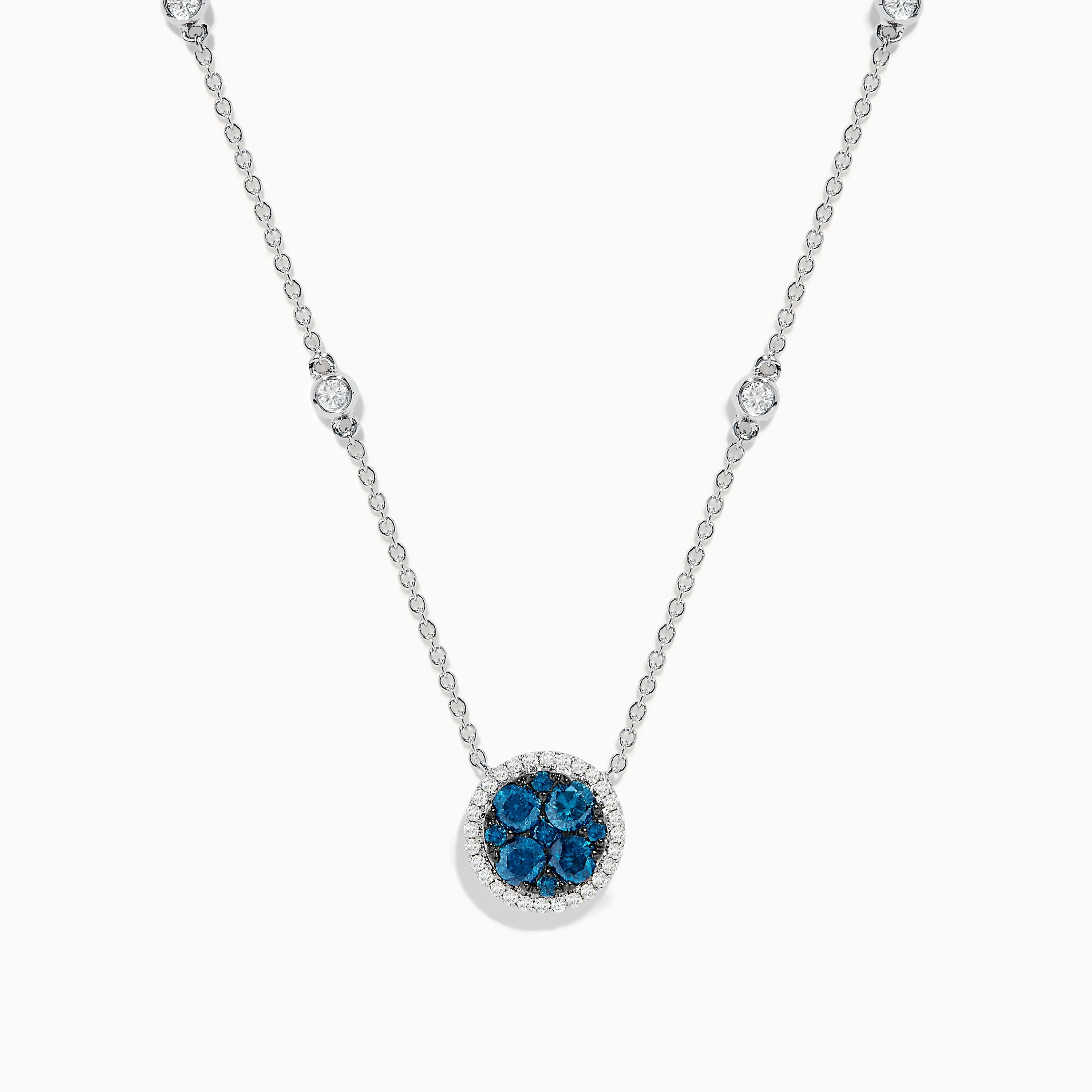 Bella Bleu 14K White Gold White and Blue Diamond Stationary Necklace sold by Effy