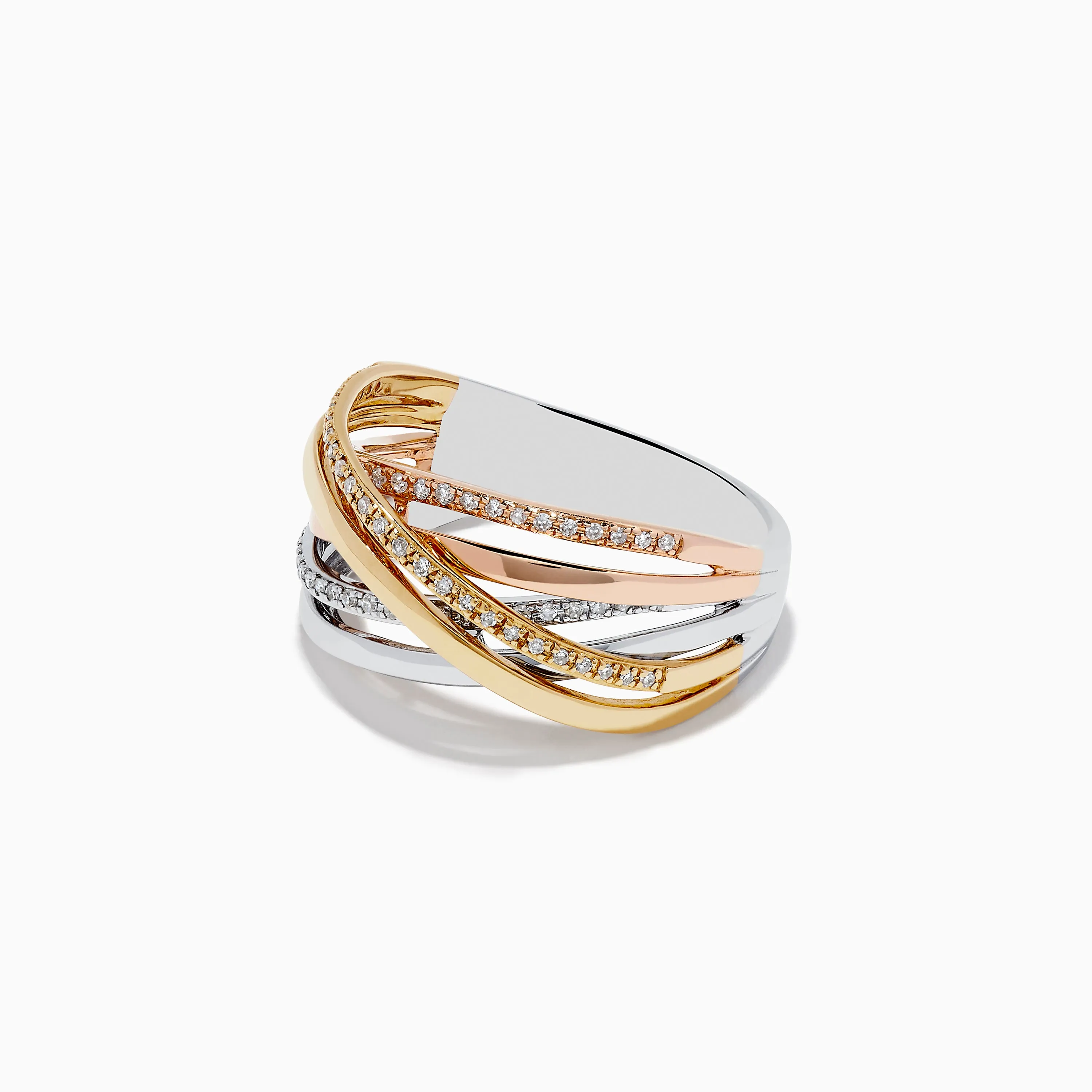 Trio 14K Three-Tone Gold Diamond Crossover Ring sold by Effy product image thumbnail 2