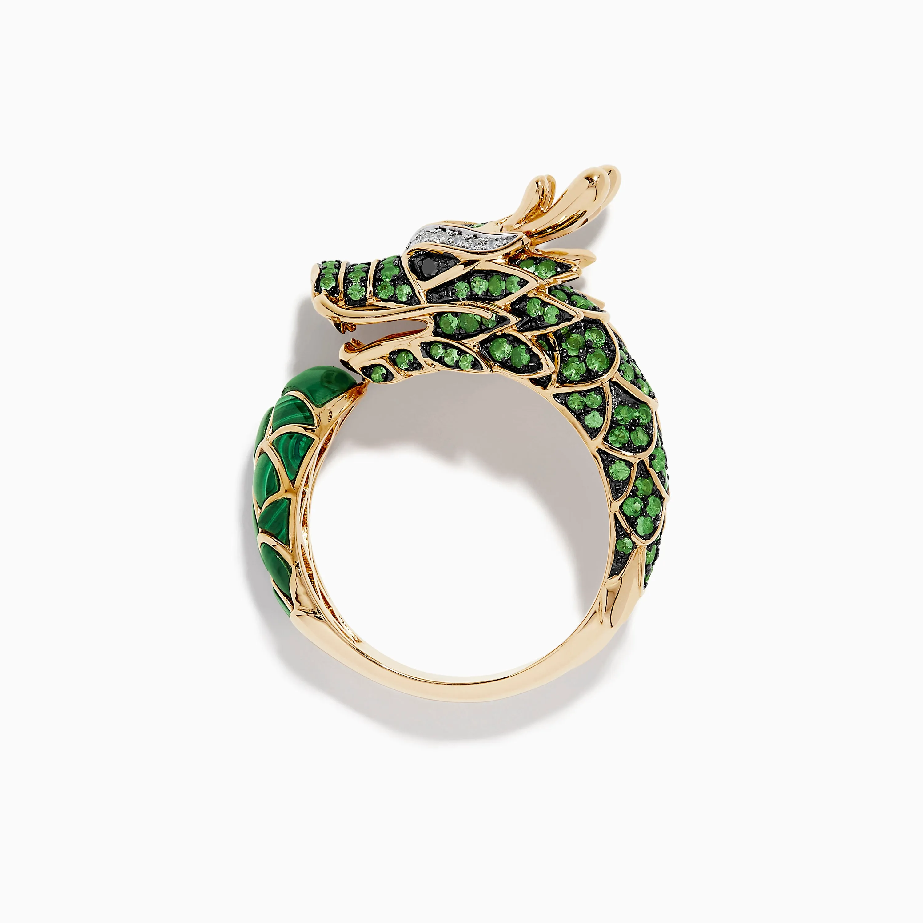Men's 14K Yellow Gold Diamond, Tsavorite and Malachite Dragon Ring sold by Effy product image thumbnail 2