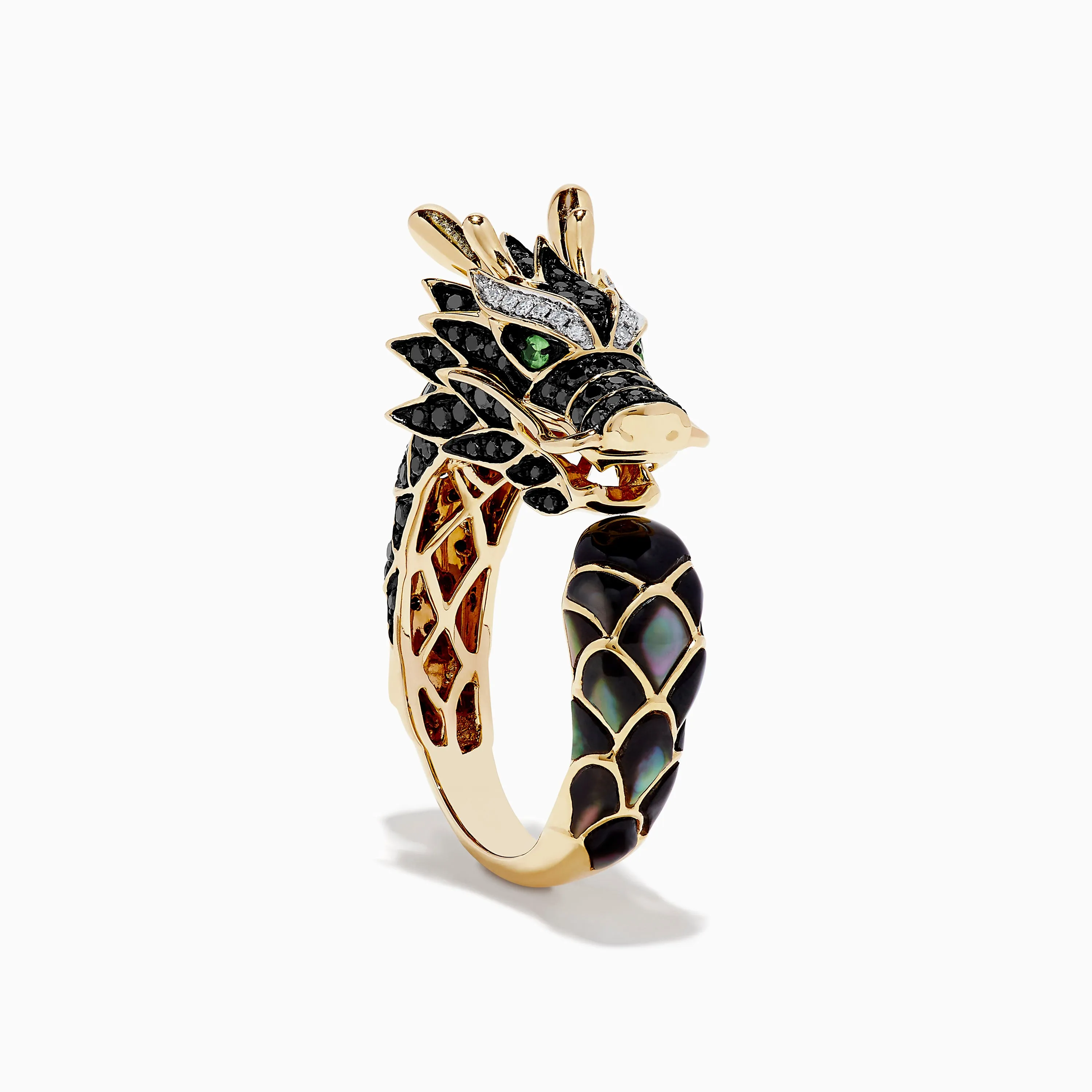 Men's 14K Yellow Gold Tsavorite and Multi Diamond Dragon Ring sold by Effy product image thumbnail 3