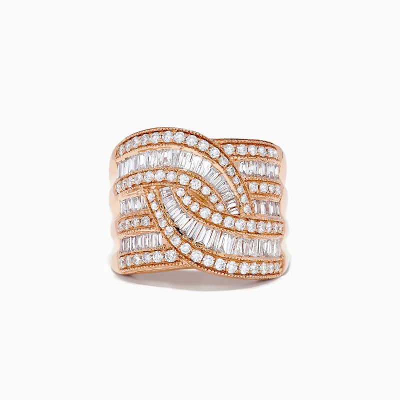 14K Rose Gold Diamond Crossover Ring sold by Effy