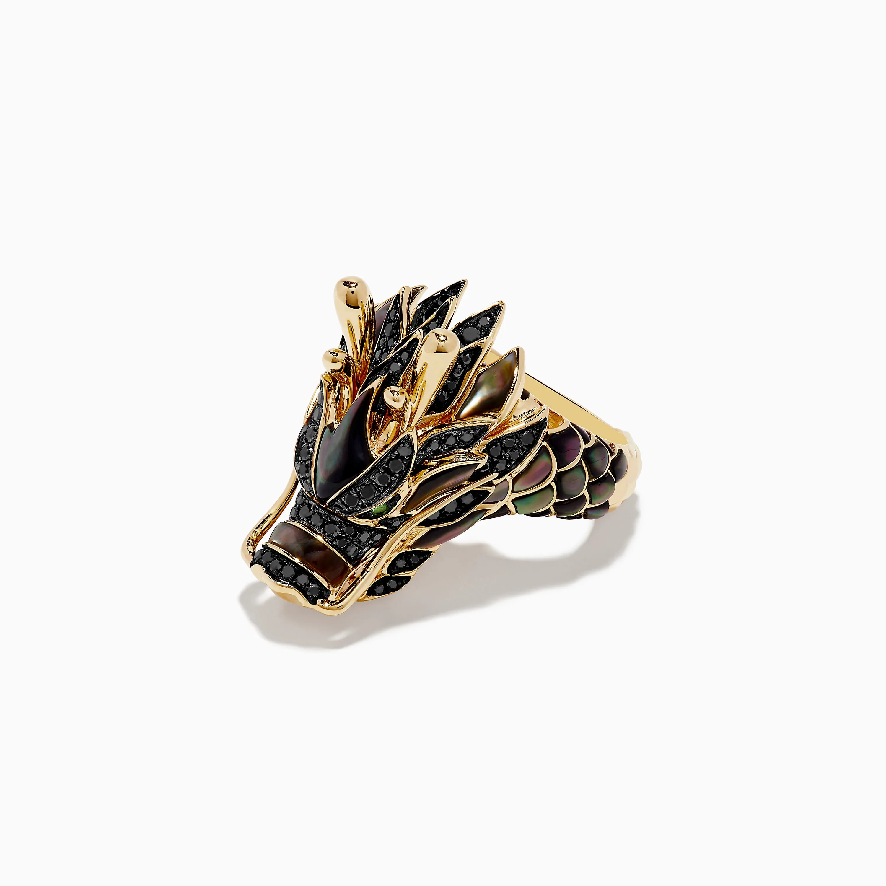 Men's 14K Yellow Gold Tsavorite and Black Diamond Dragon Ring sold by Effy product image thumbnail 4