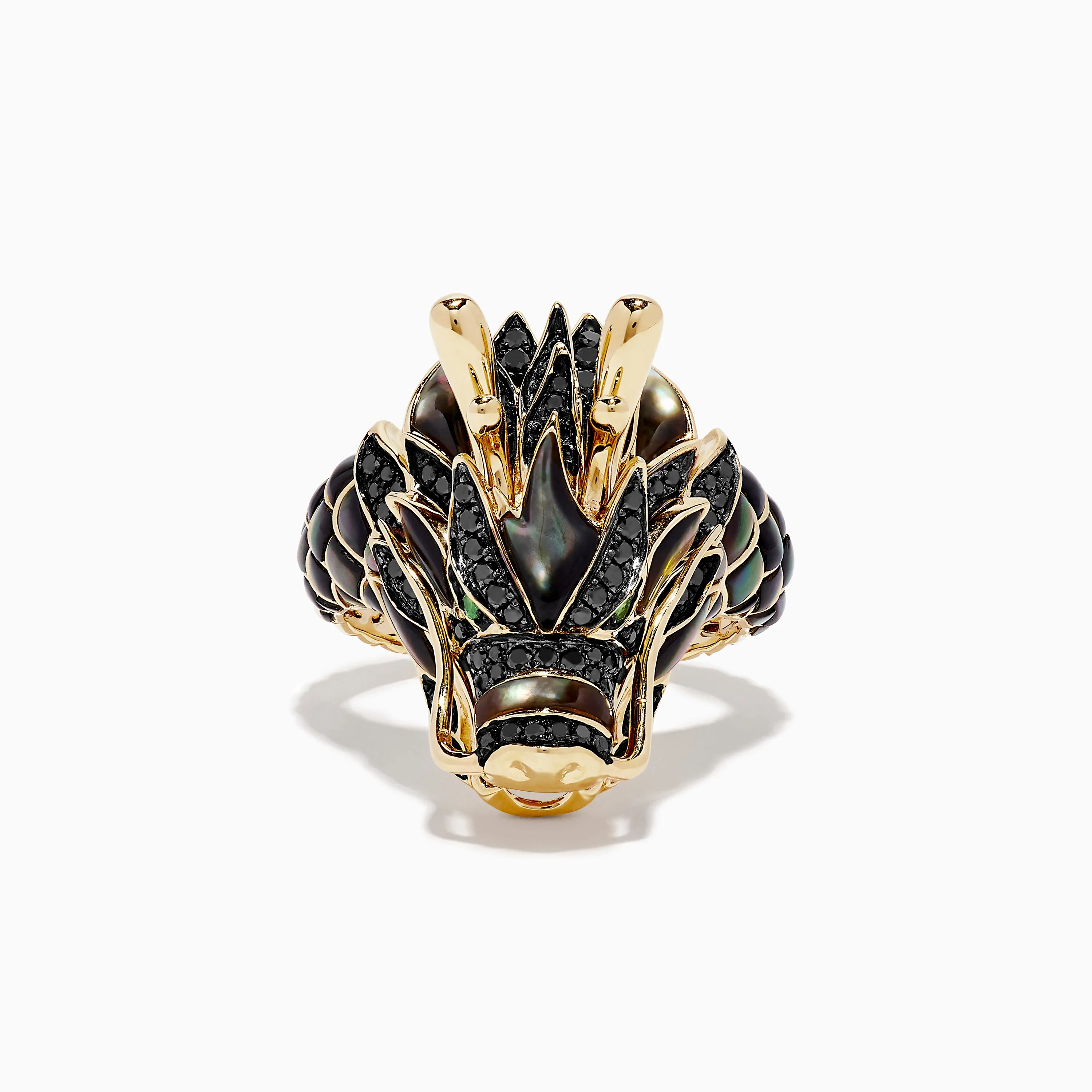 Men's 14K Yellow Gold Tsavorite and Black Diamond Dragon Ring sold by Effy product image thumbnail 3