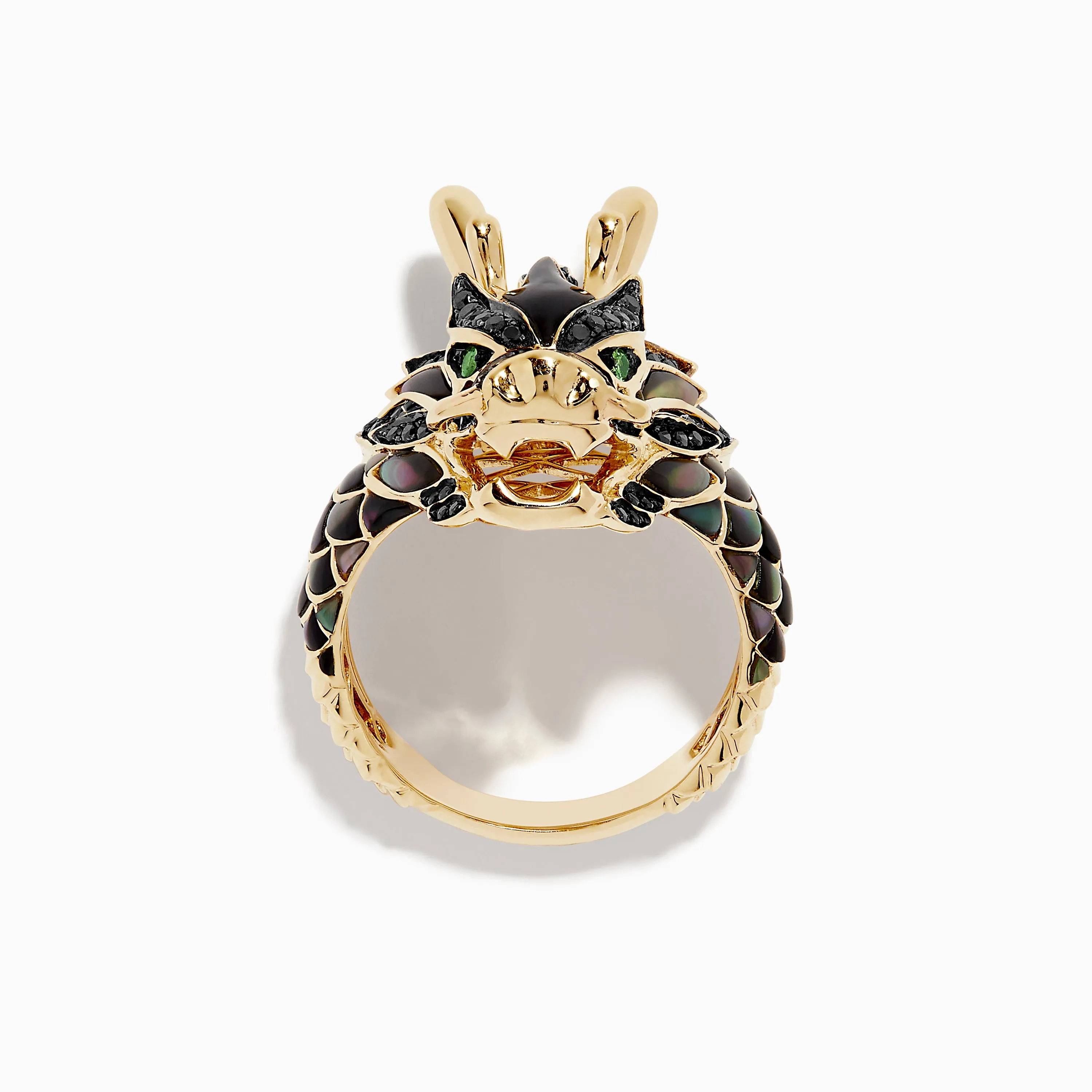 Men's 14K Yellow Gold Tsavorite and Black Diamond Dragon Ring sold by Effy product image thumbnail 2