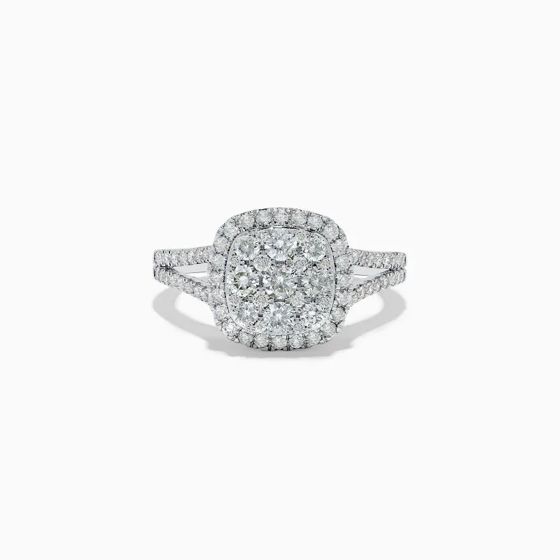 Pave Classica 14K White Gold Square Diamond Ring 0.97 TCW sold by Effy