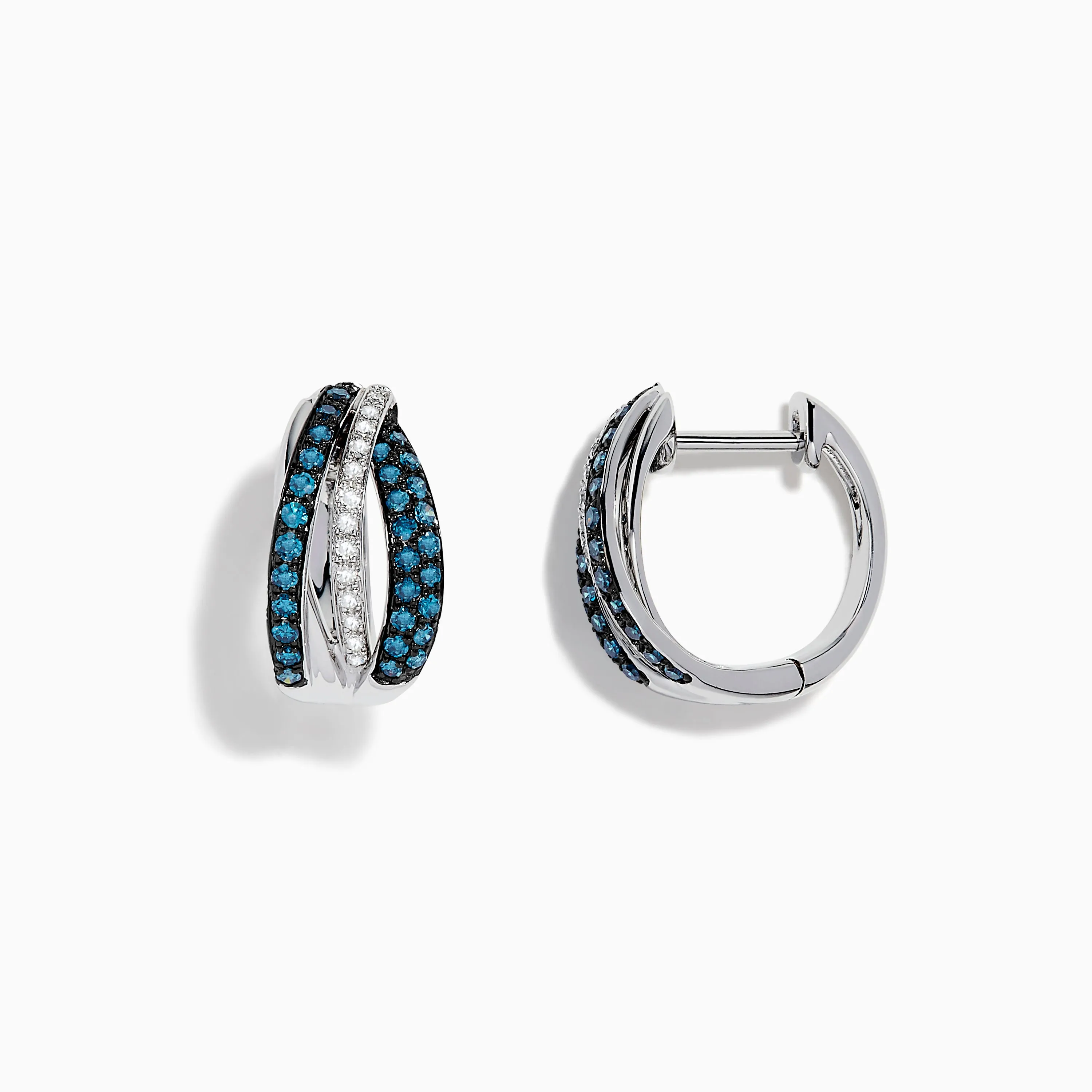 Bella Bleu 14K White Gold White and Blue Diamond Hoop Earrings sold by Effy product image thumbnail 2