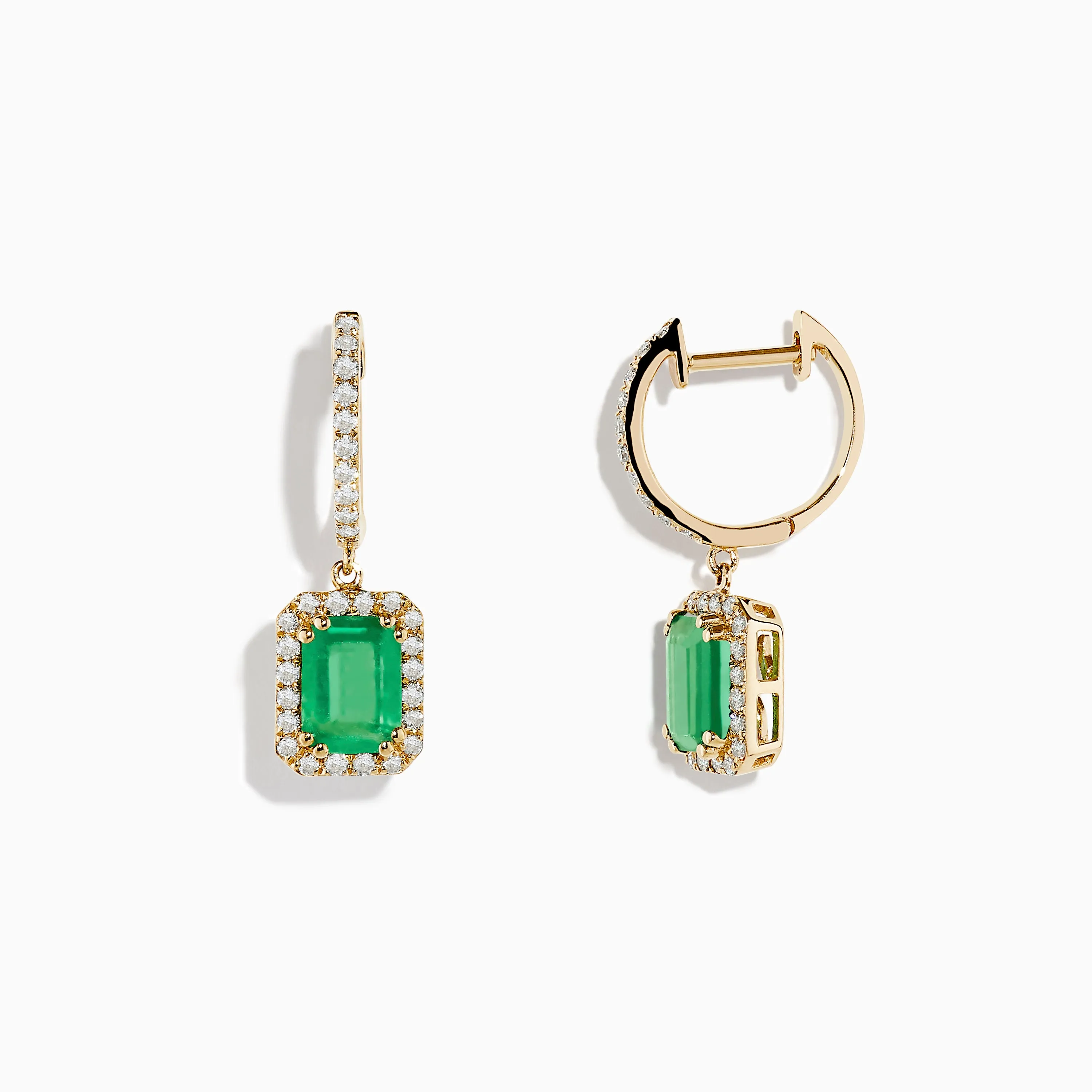 14K Yellow Gold Emerald and Diamond Drop Earrings sold by Effy product image thumbnail 2