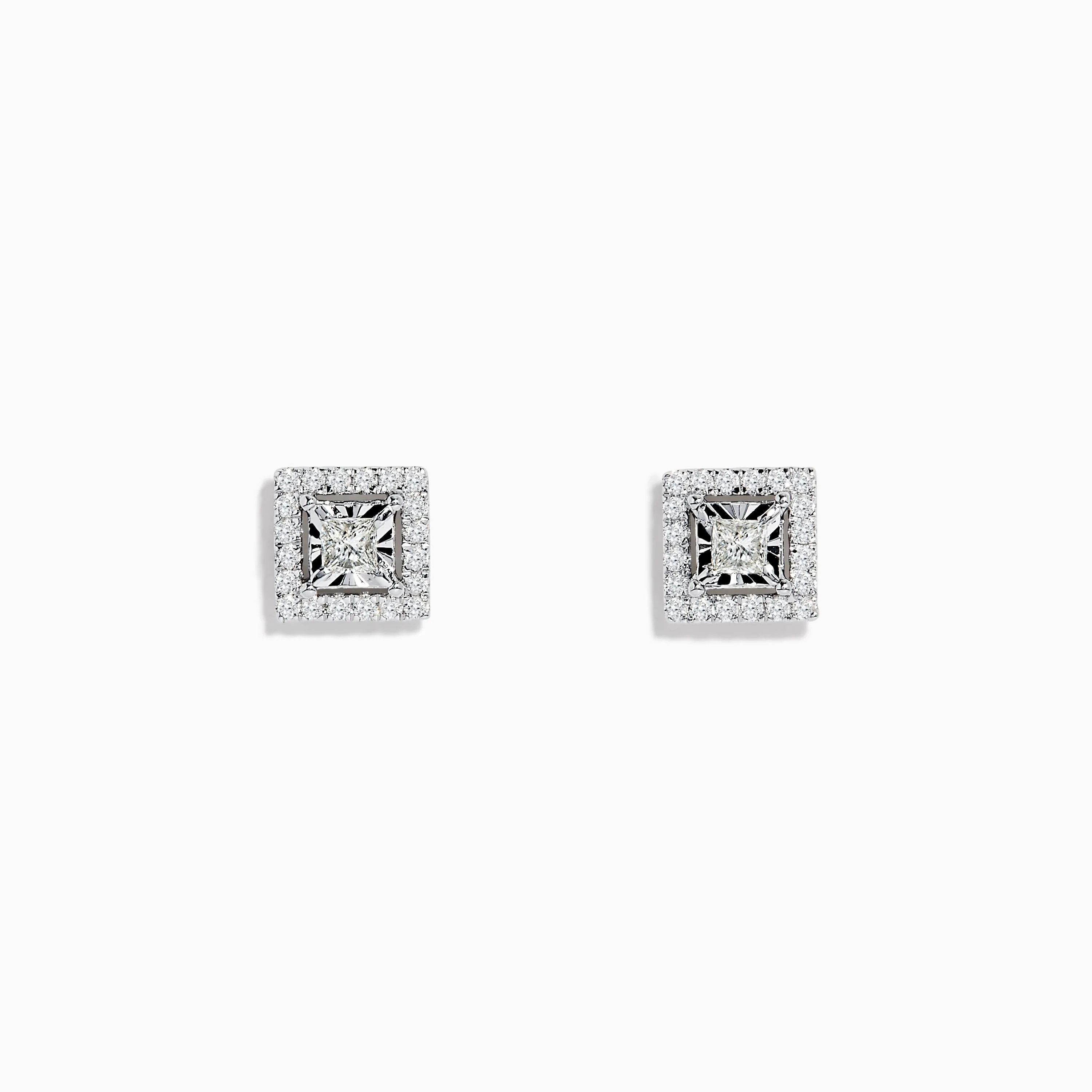 14K White Gold Square Diamond Halo Stud Earrings 0.46 TCW sold by Effy