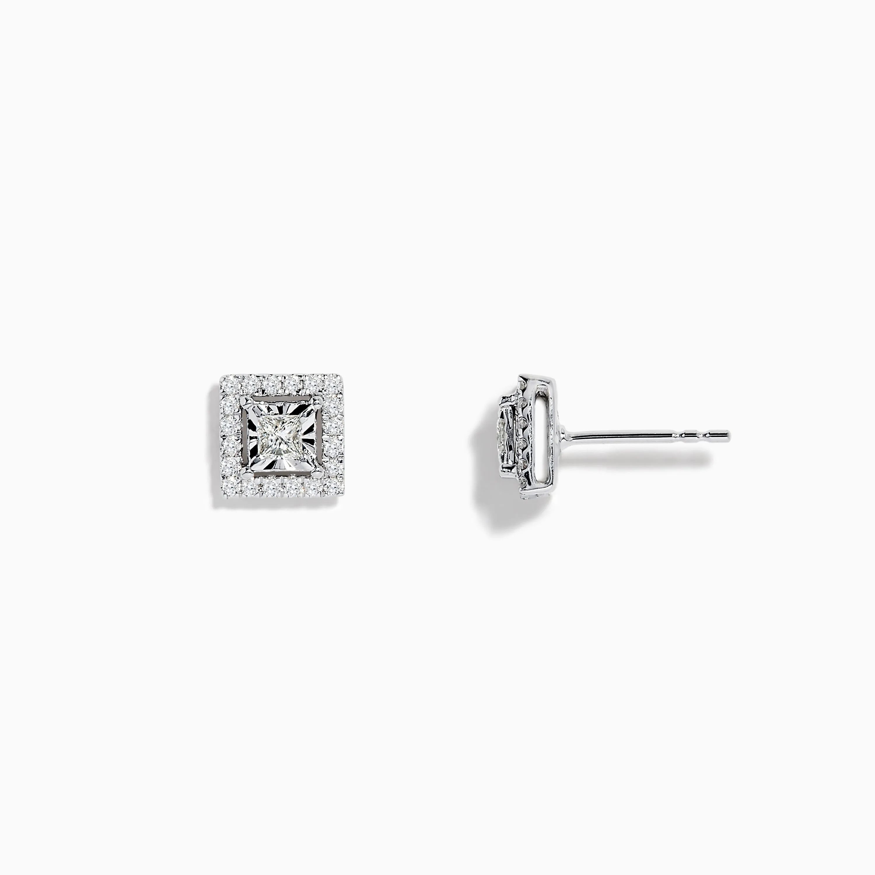 14K White Gold Square Diamond Halo Stud Earrings 0.46 TCW sold by Effy product image thumbnail 2
