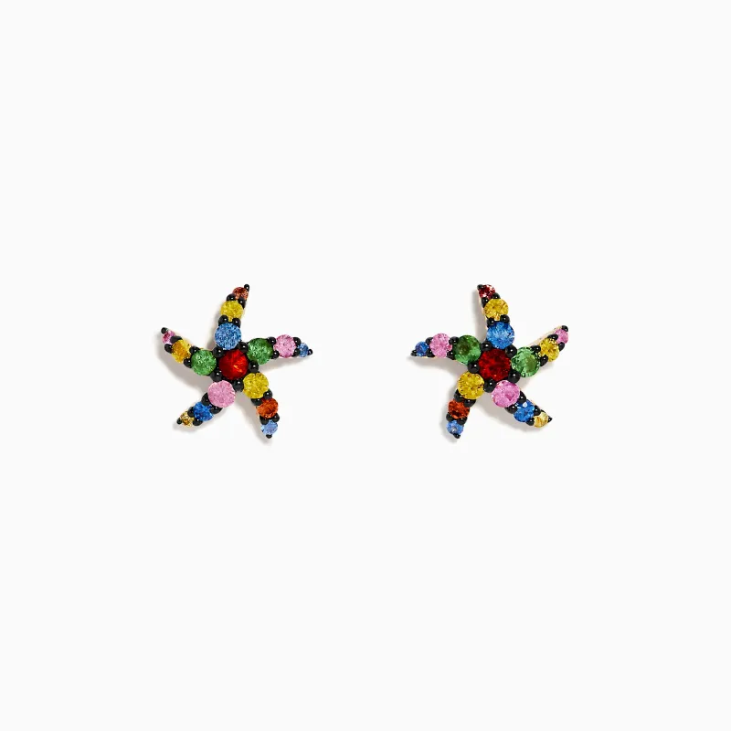 Watercolors 14K Yellow Gold Multi Sapphire Starfish Stud Earrings sold by Effy