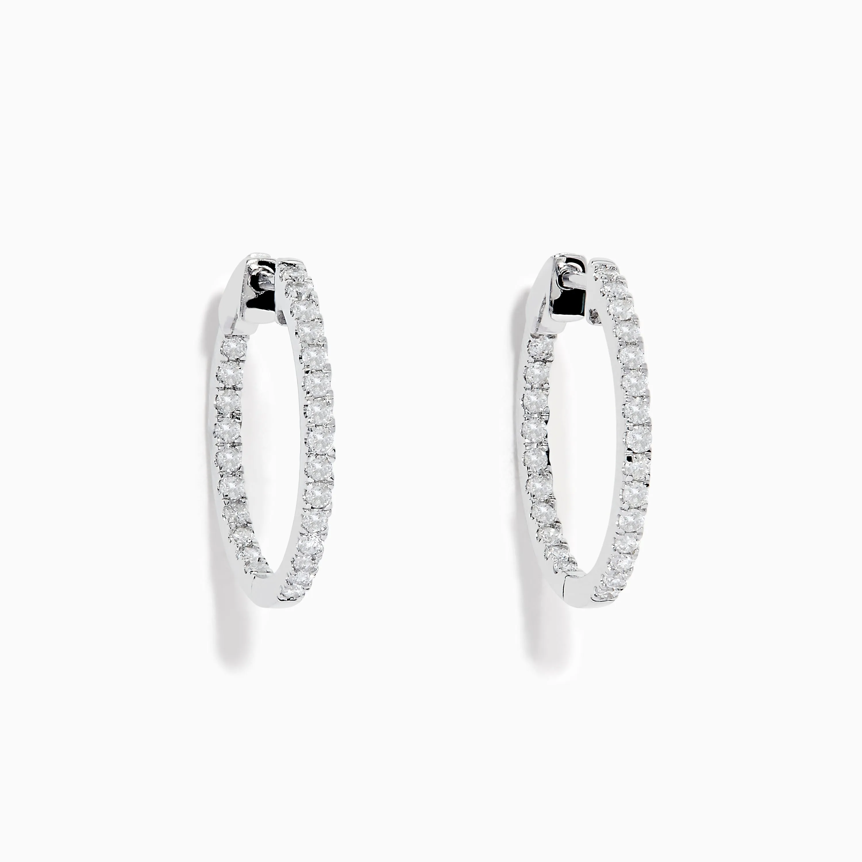 14K White Gold 3/4" Diamond Hoop Earrings sold by Effy product image thumbnail 3