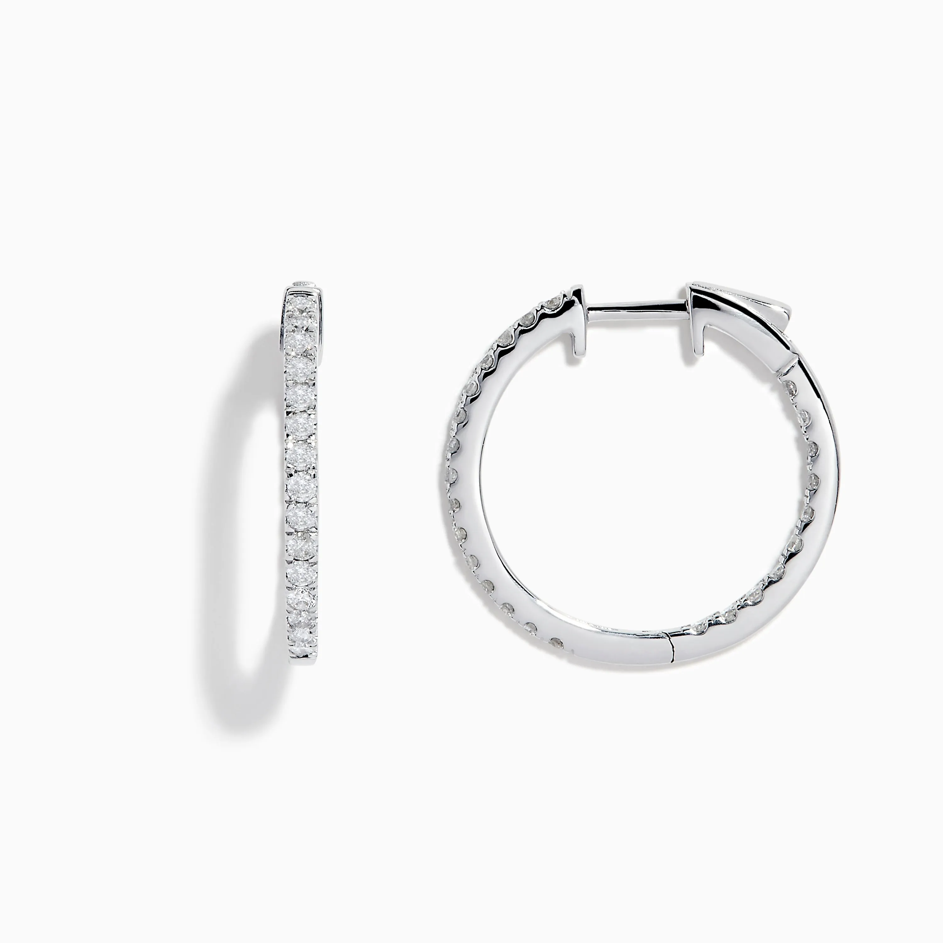 14K White Gold 3/4" Diamond Hoop Earrings sold by Effy product image thumbnail 2
