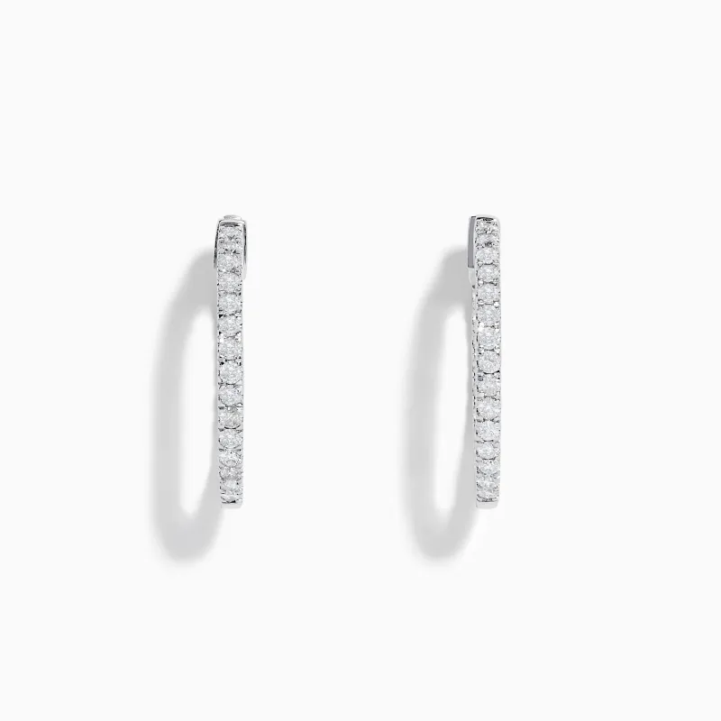 14K White Gold 3/4" Diamond Hoop Earrings sold by Effy