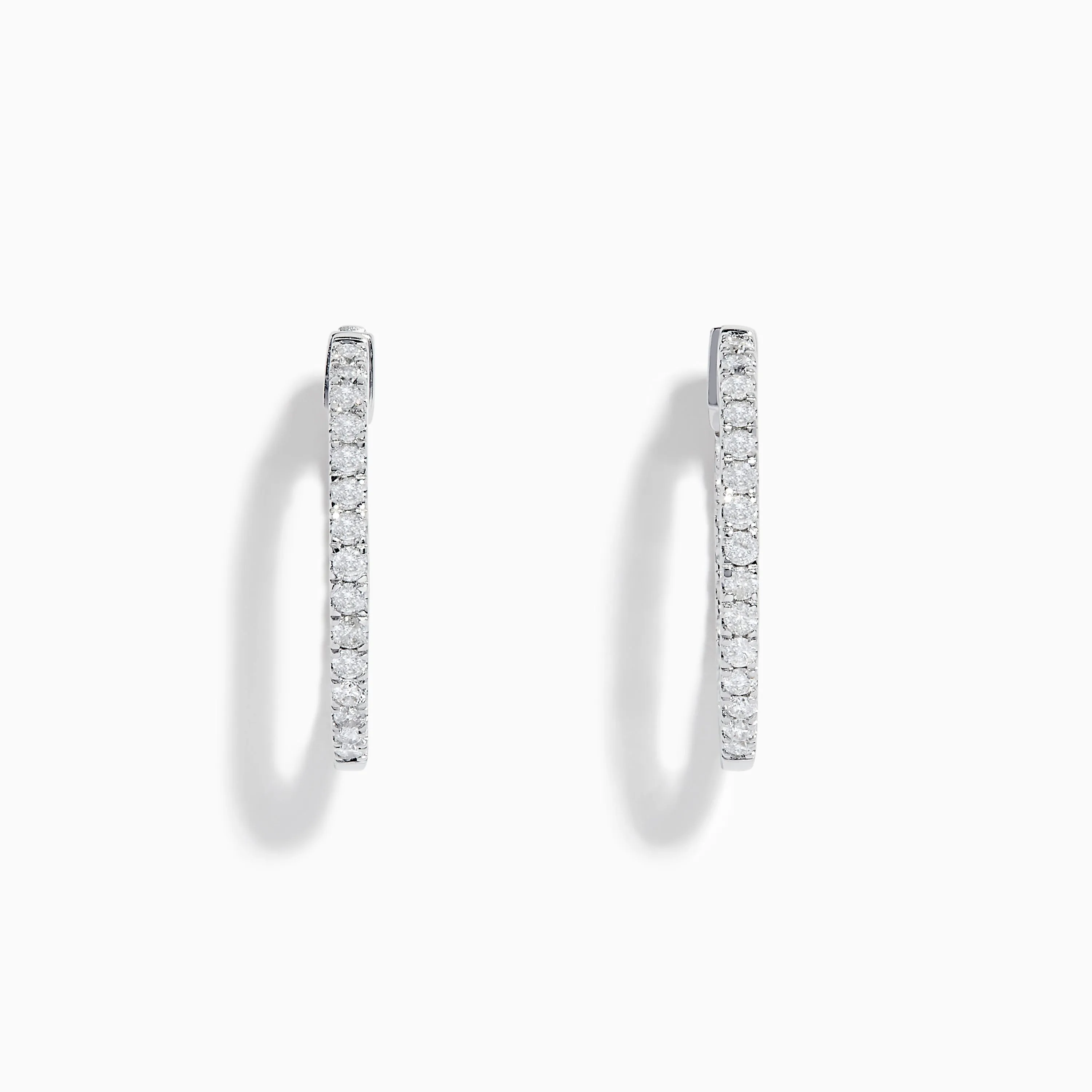 14K White Gold 3/4" Diamond Hoop Earrings sold by Effy