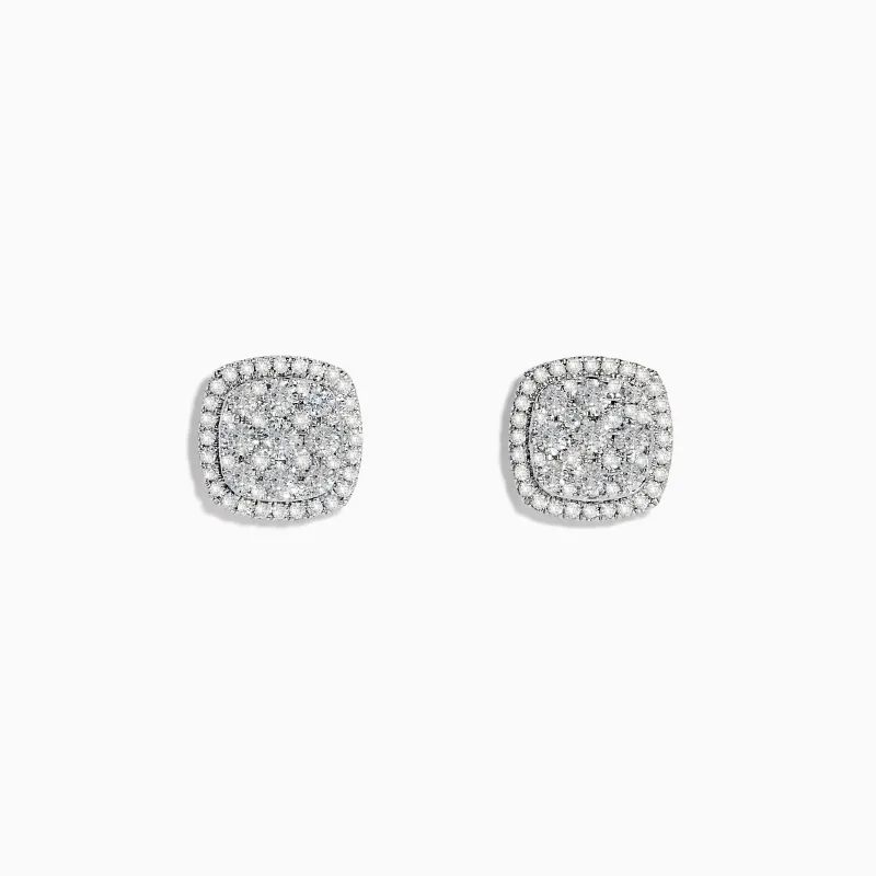 Pave Classica 14K White Gold Diamond Square Stud Earrings sold by Effy