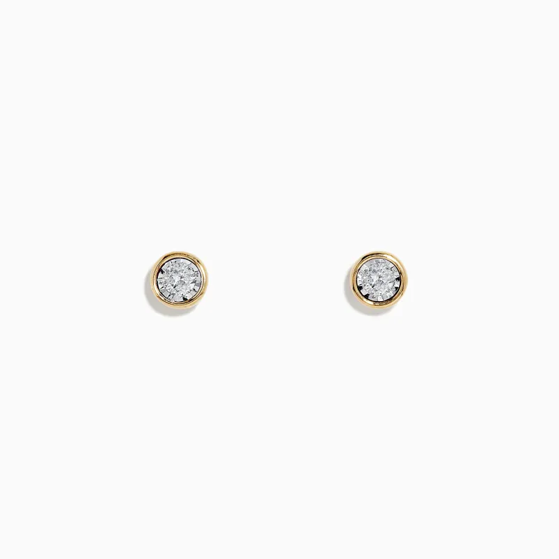 14K Two-Tone Gold Bezel Set Diamond Solitaire Stud Earrings 0.23 TCW sold by Effy