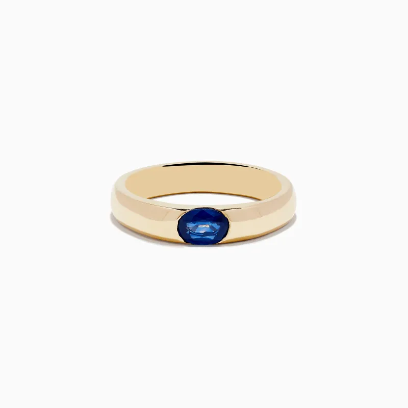 Men's 14K Yellow Gold Blue Sapphire Ring sold by Effy