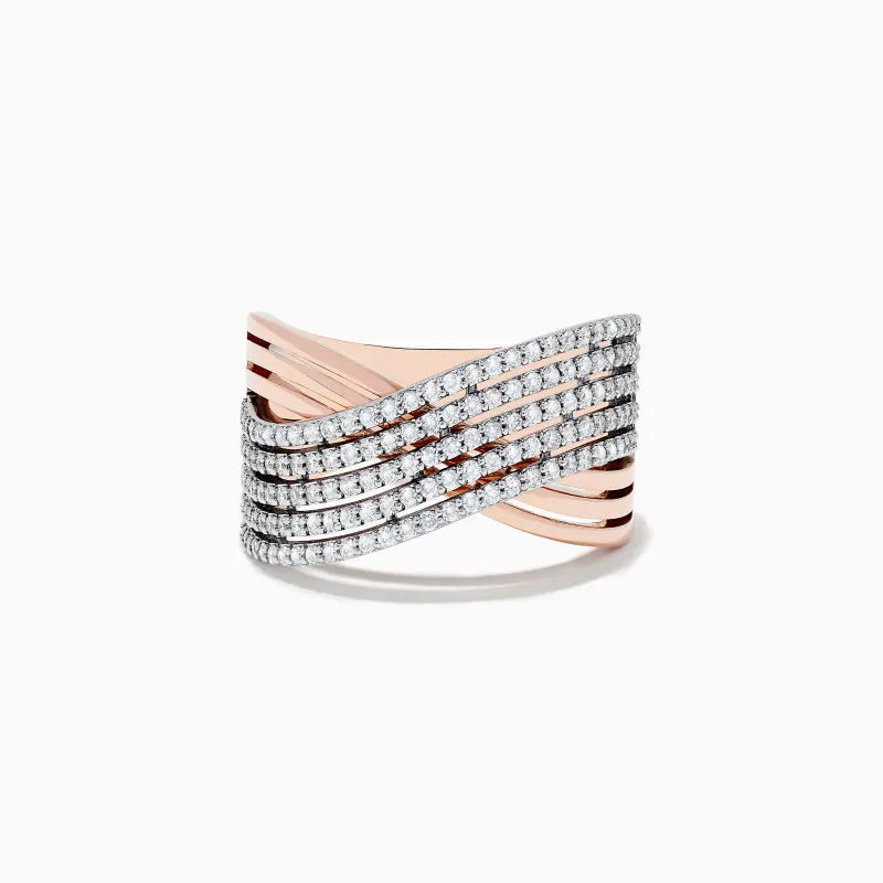 14K Two-Tone Gold Diamond Crossover Ring sold by Effy