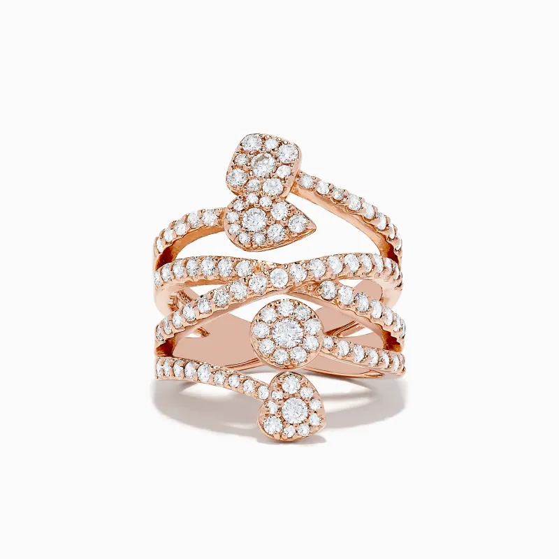 14K Rose Gold Diamond Crossover Ring sold by Effy