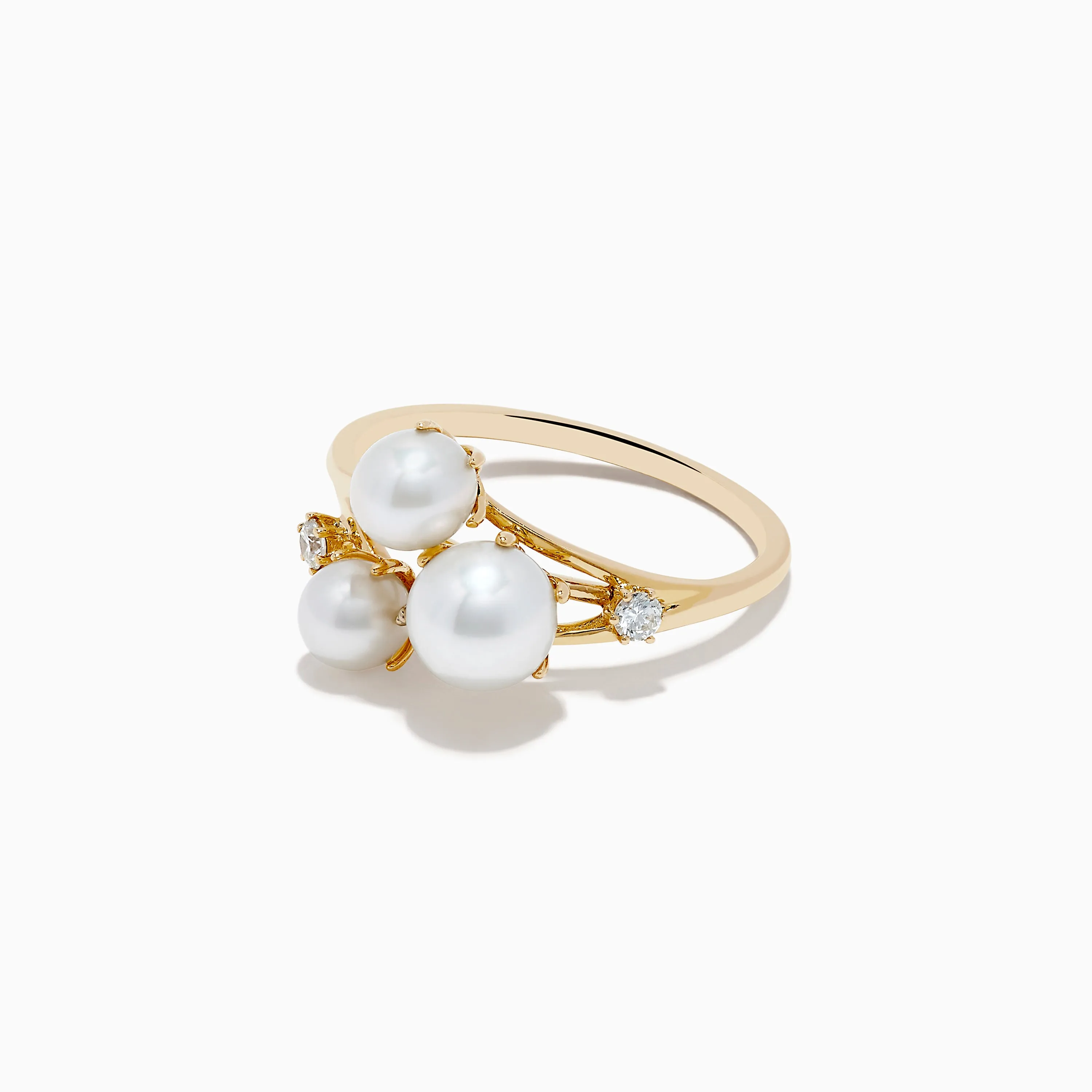Pearl 14K Yellow Gold Diamond and Pearl Cluster Ring sold by Effy product image thumbnail 2