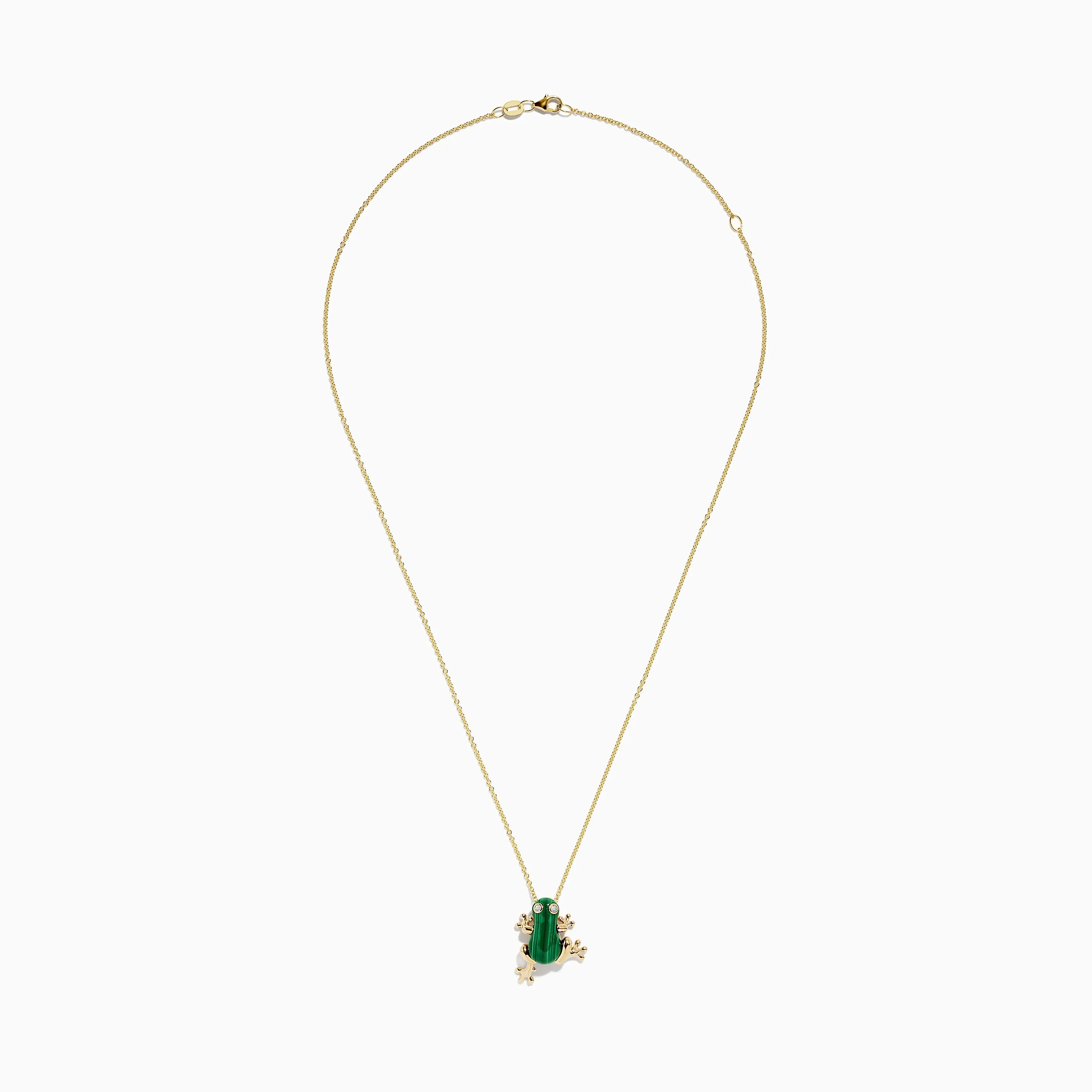 Safari 14K Yellow Gold Malachite and Diamond Frog Pendant sold by Effy product image thumbnail 2