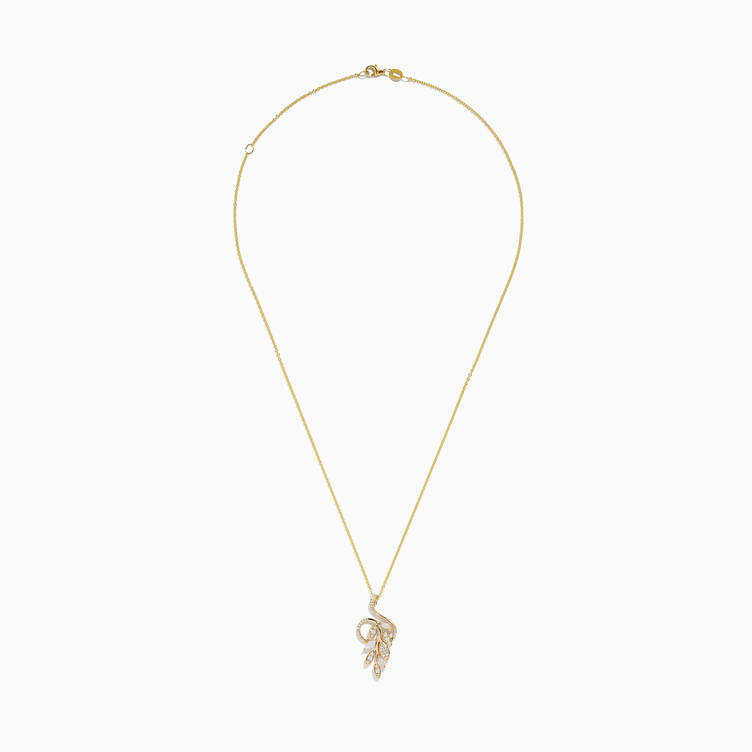 Aurora 14K Yellow Gold Diamond and Opal Leaf Pendant sold by Effy product image thumbnail 2
