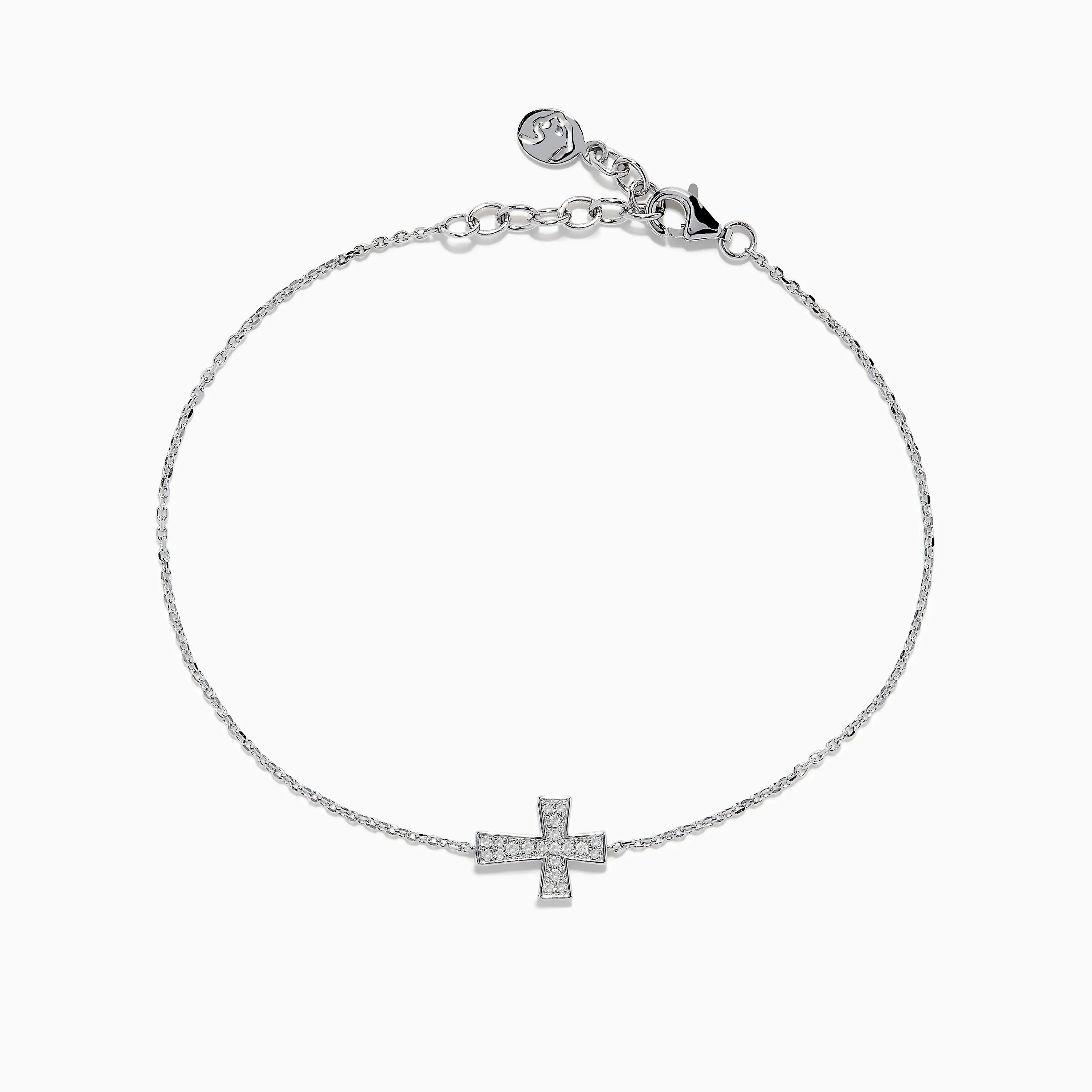 925 Sterling Silver Diamond Cross Bracelet sold by Effy