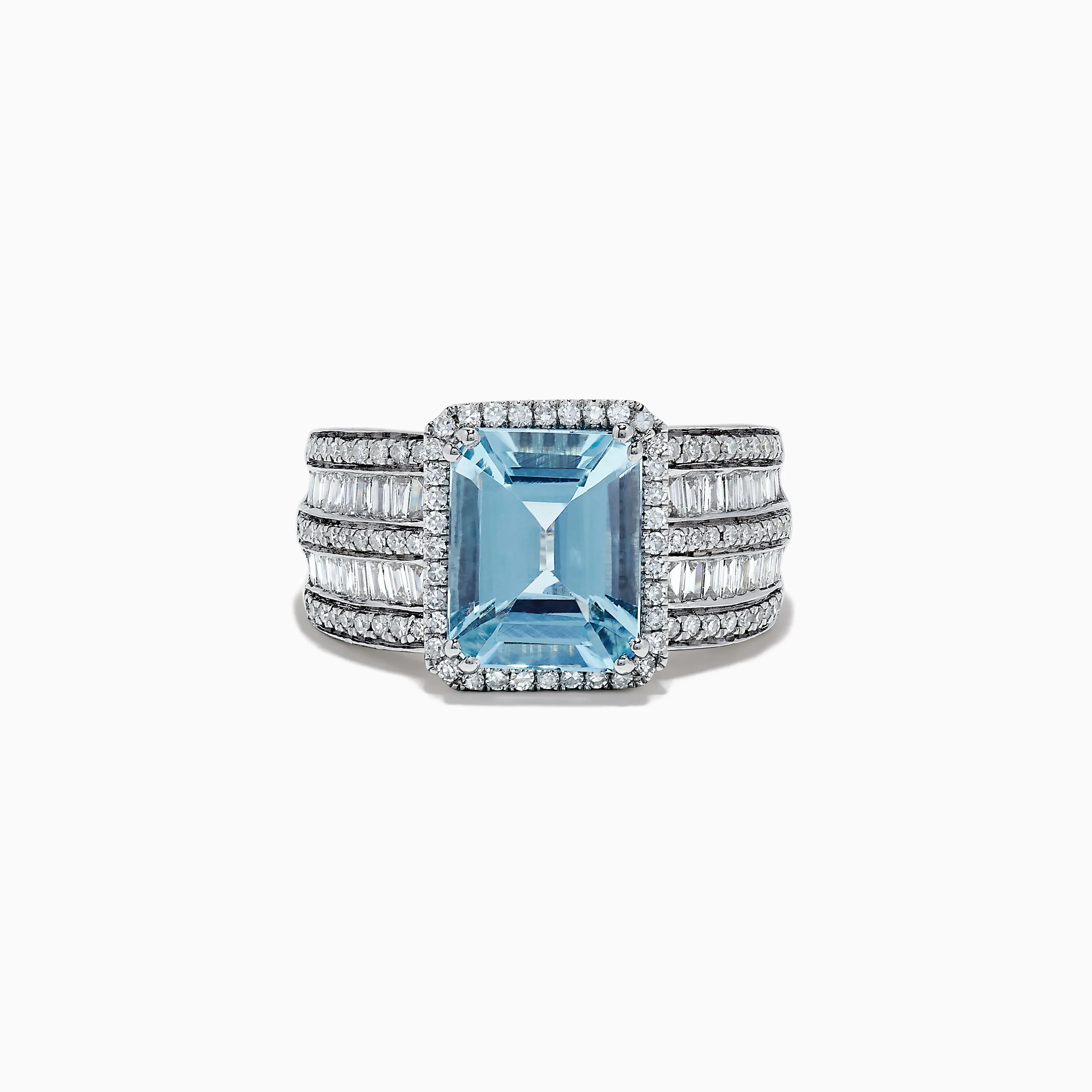 Aquarius 14K White Gold Diamond and Aquamarine Ring sold by Effy