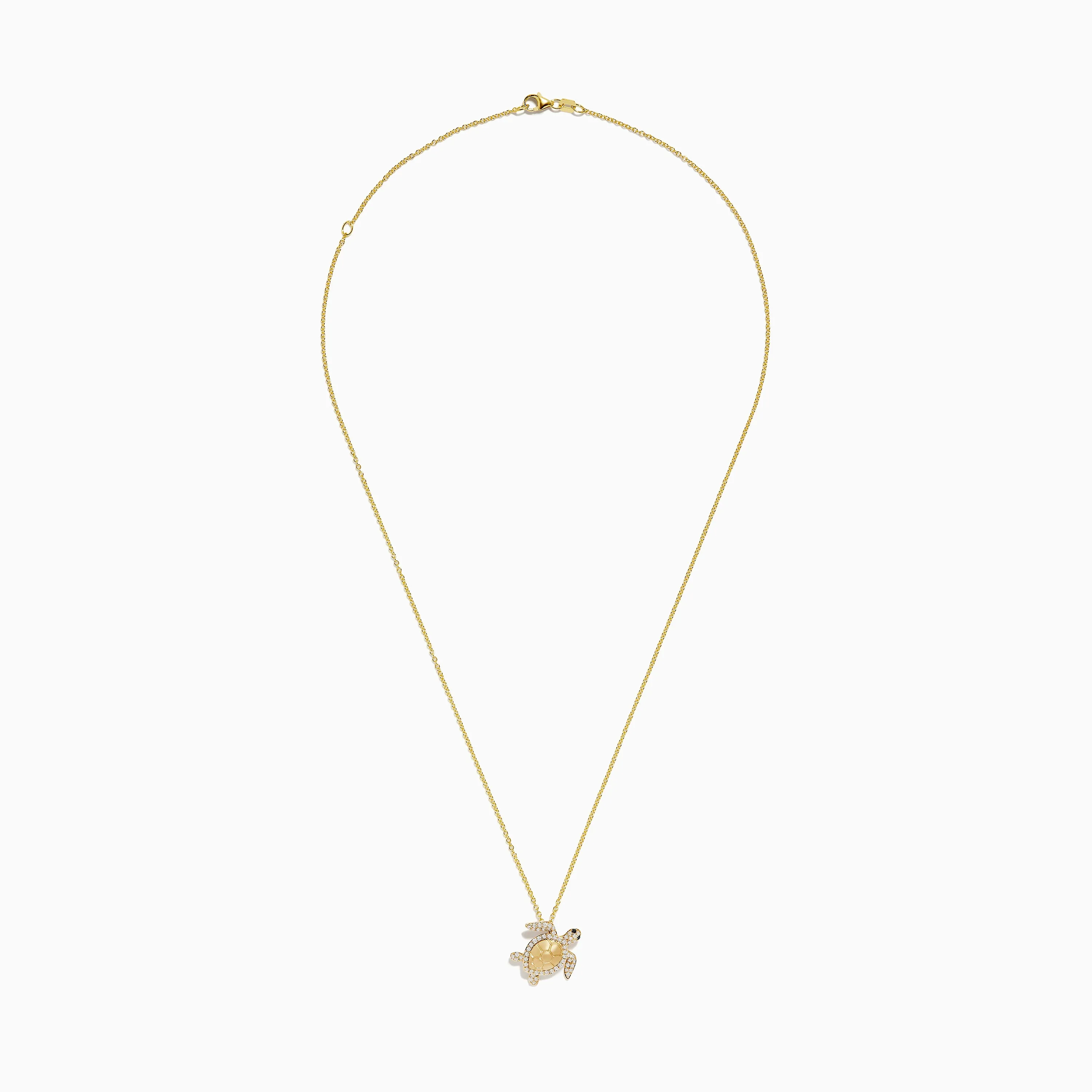 Seaside 14K Yellow Gold White and Black Diamond Turtle Pendant sold by Effy product image thumbnail 2
